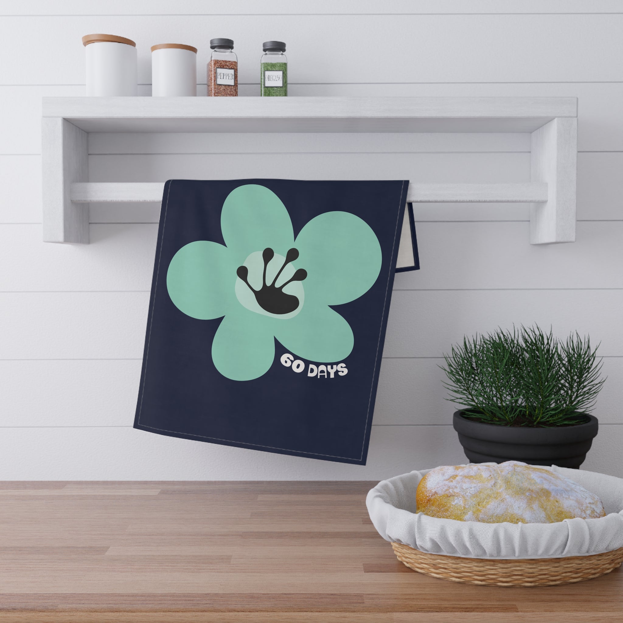 60 Day Milestone Navy Tea Towel
