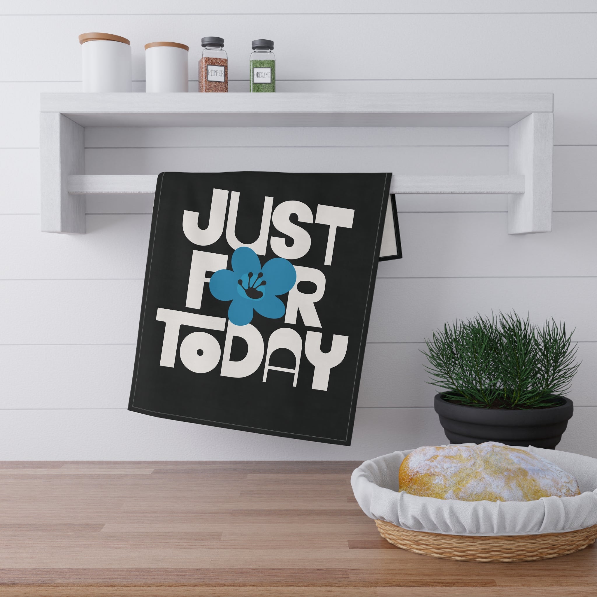 Just For Today Black Tea Towel