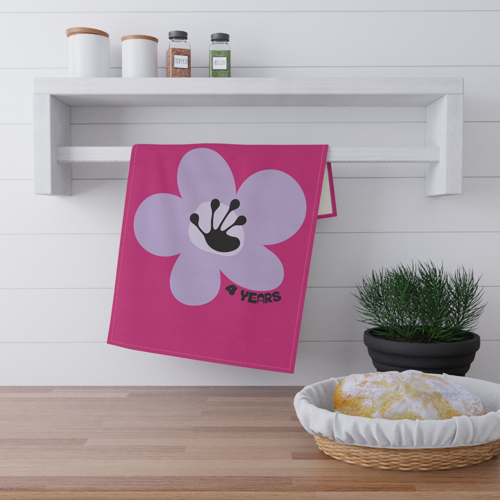 4 Year Milestone Heliconia Tea Towel