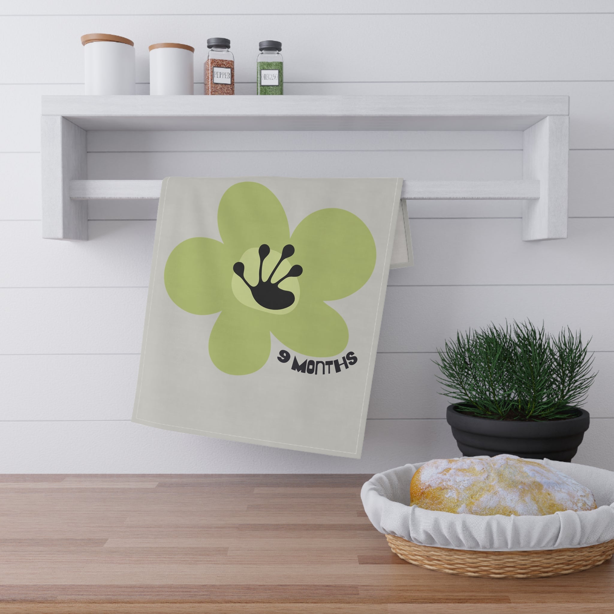 9 Month Milestone Ash Tea Towel