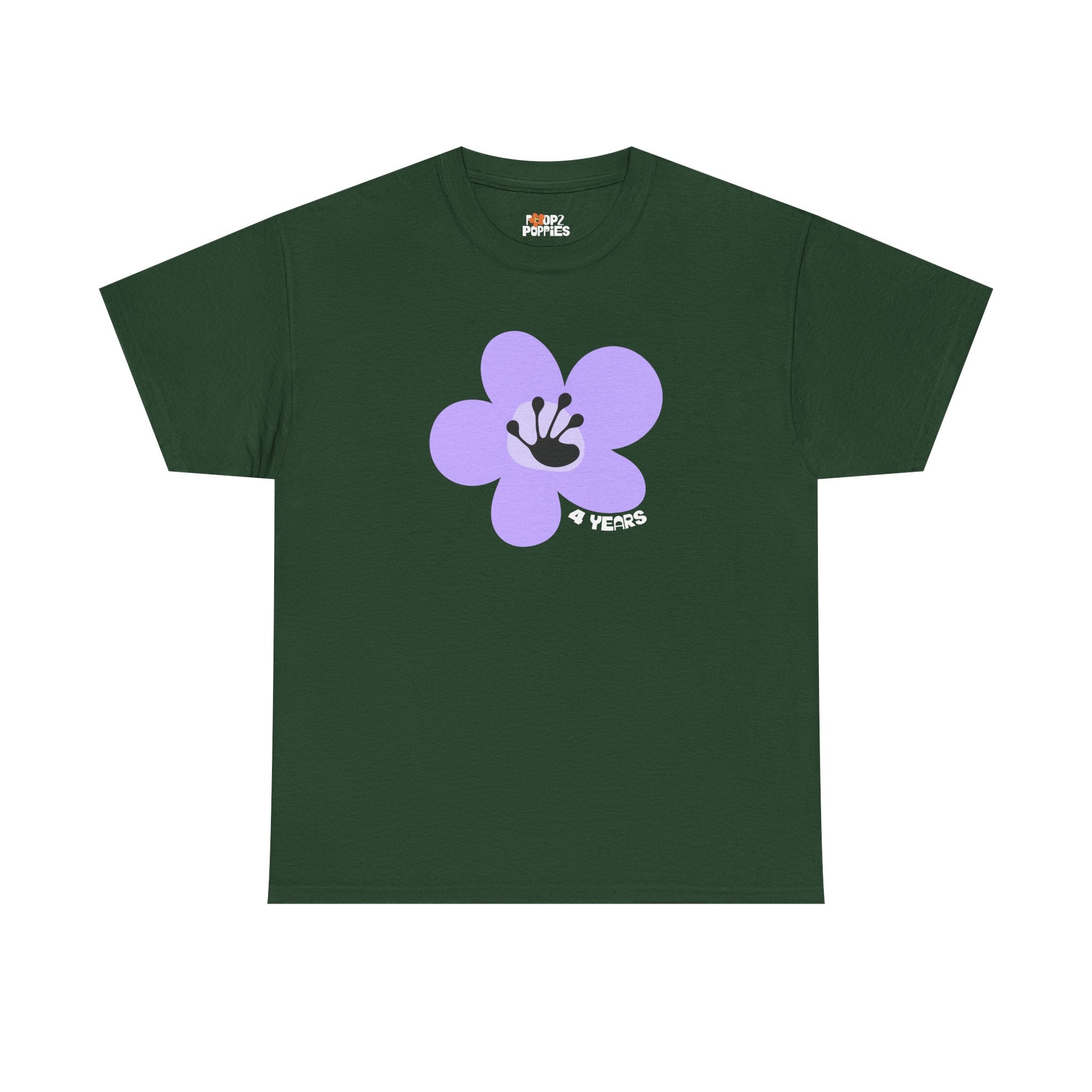 4 Year Milestone Unisex Flower T-Shirt | Recovery Gift | Poop2Poppies™