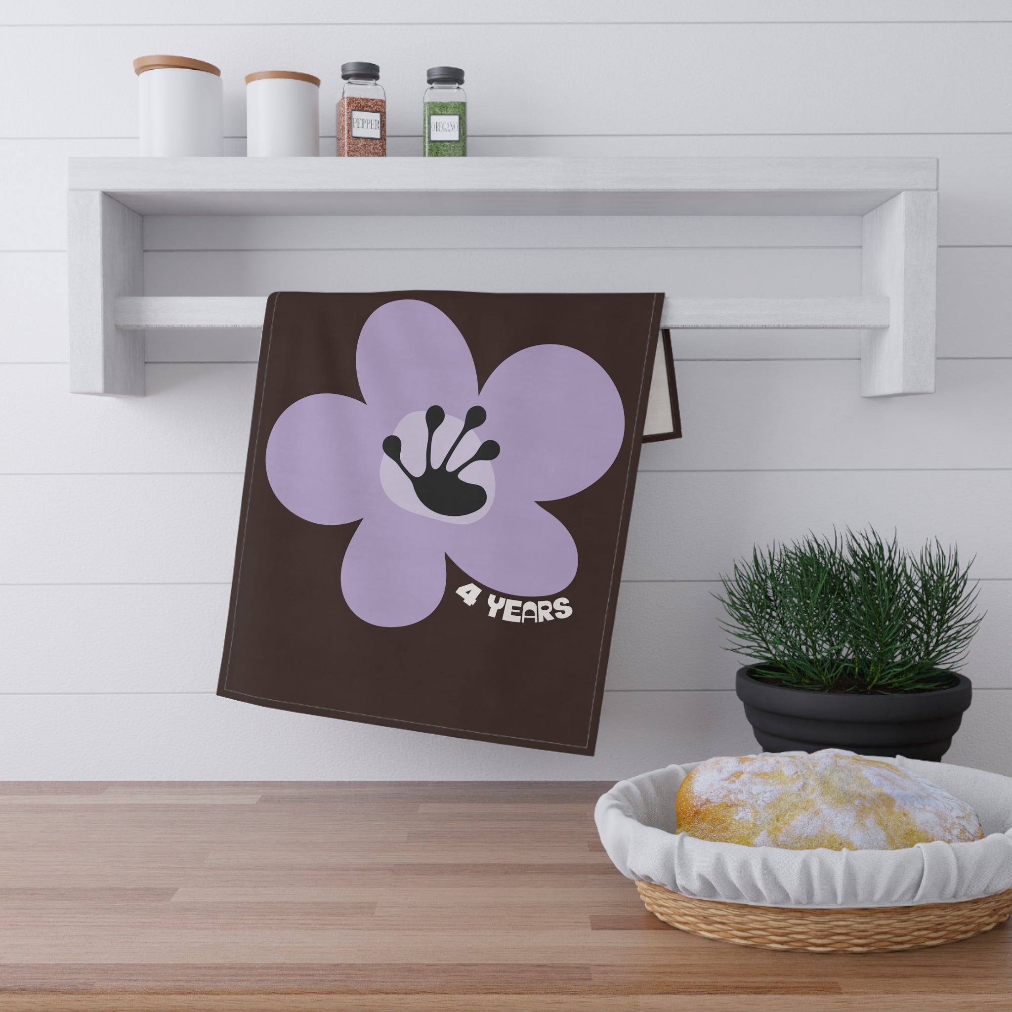 4 Year Milestone Dark Chocolate Tea Towel