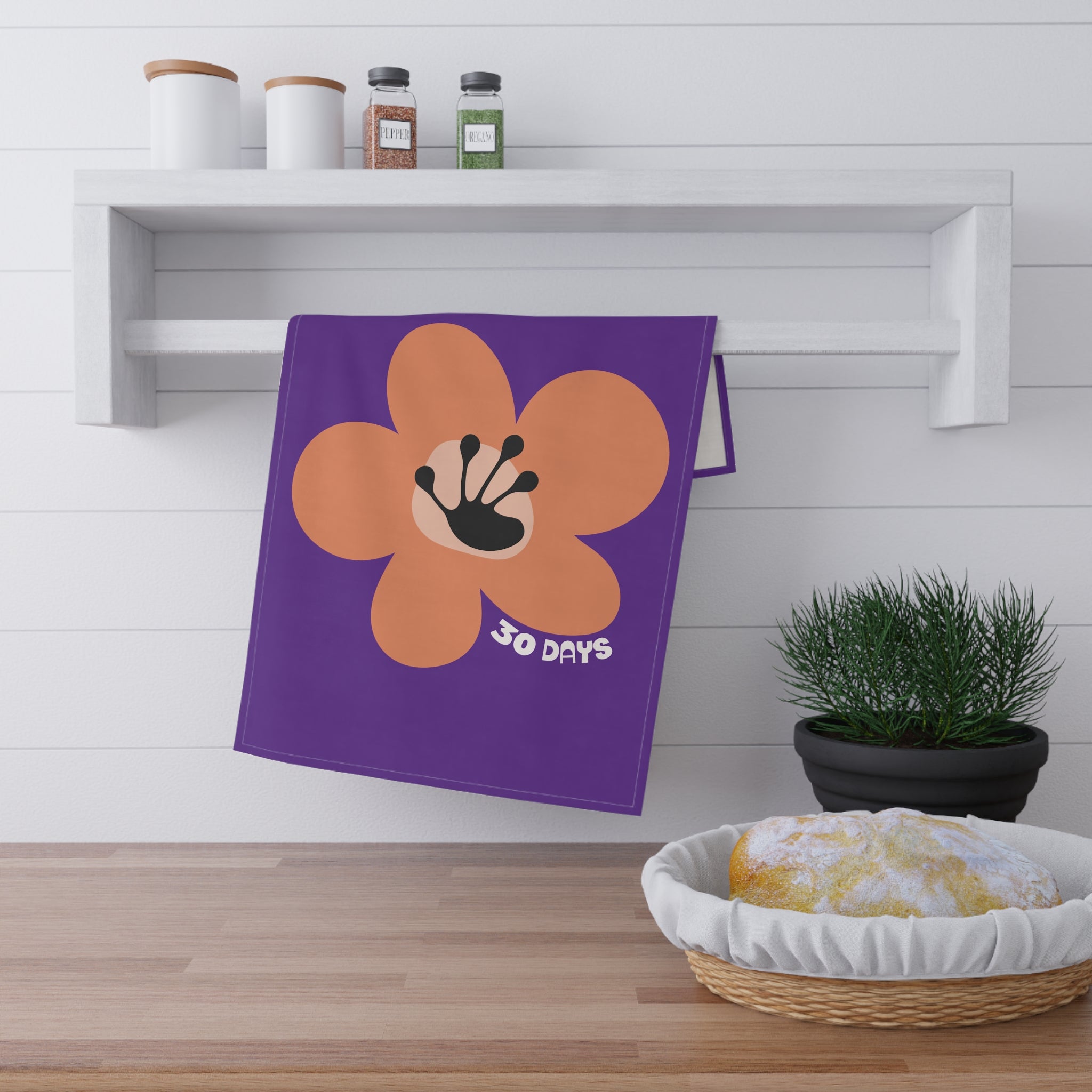 30 Day Milestone Purple Tea Towel