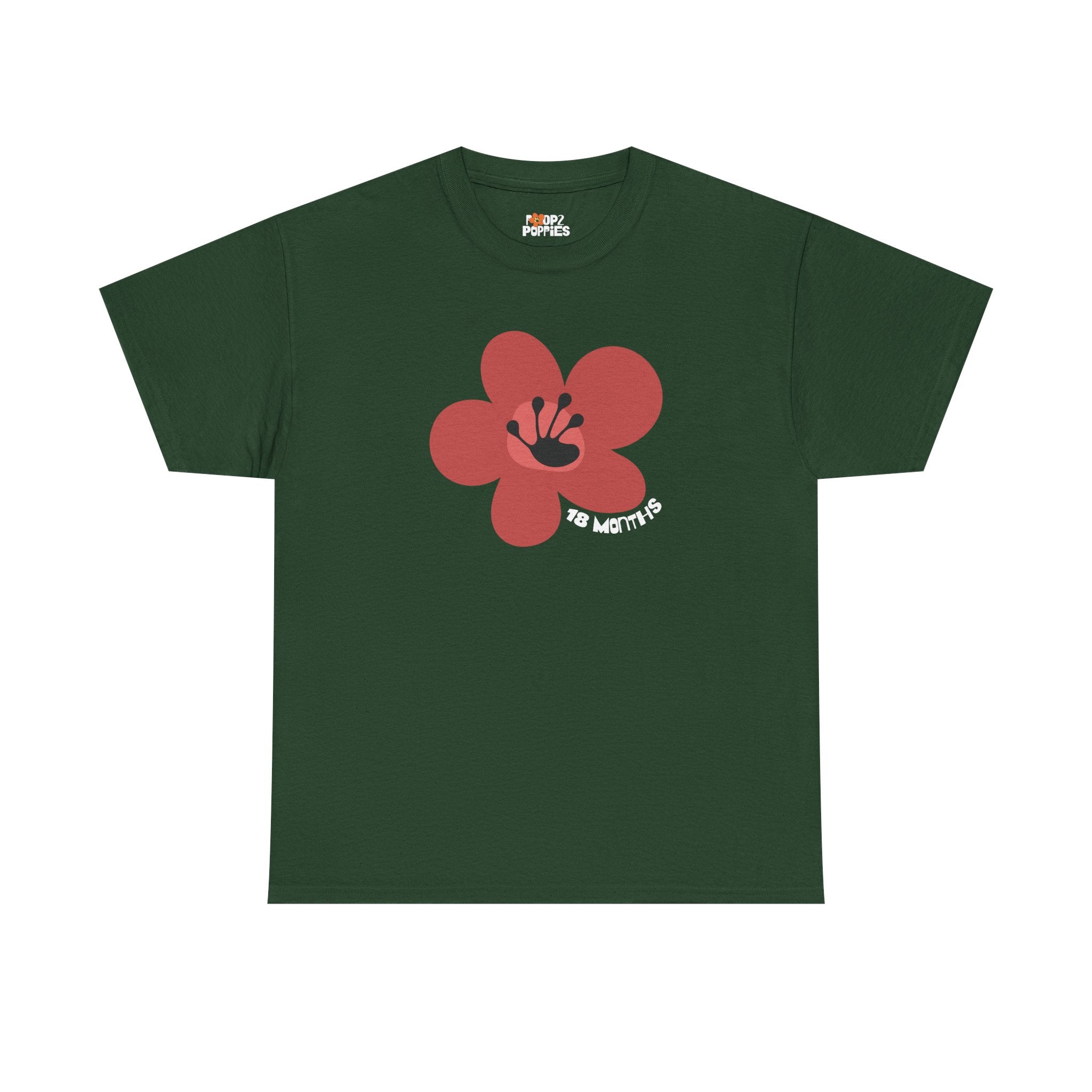 18 Month Milestone Unisex Flower T-Shirt | Recovery Gift | Poop2Poppies™