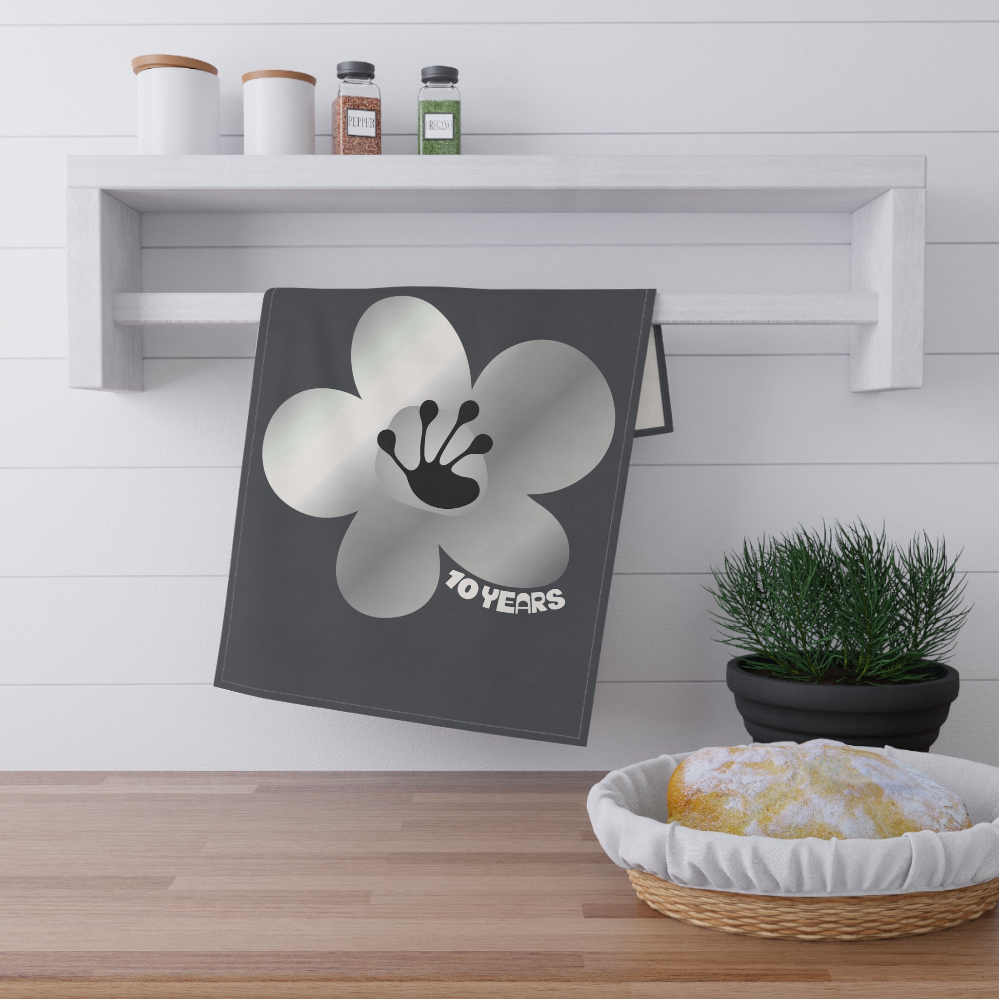 10 Year Milestone Charcoal Tea Towel