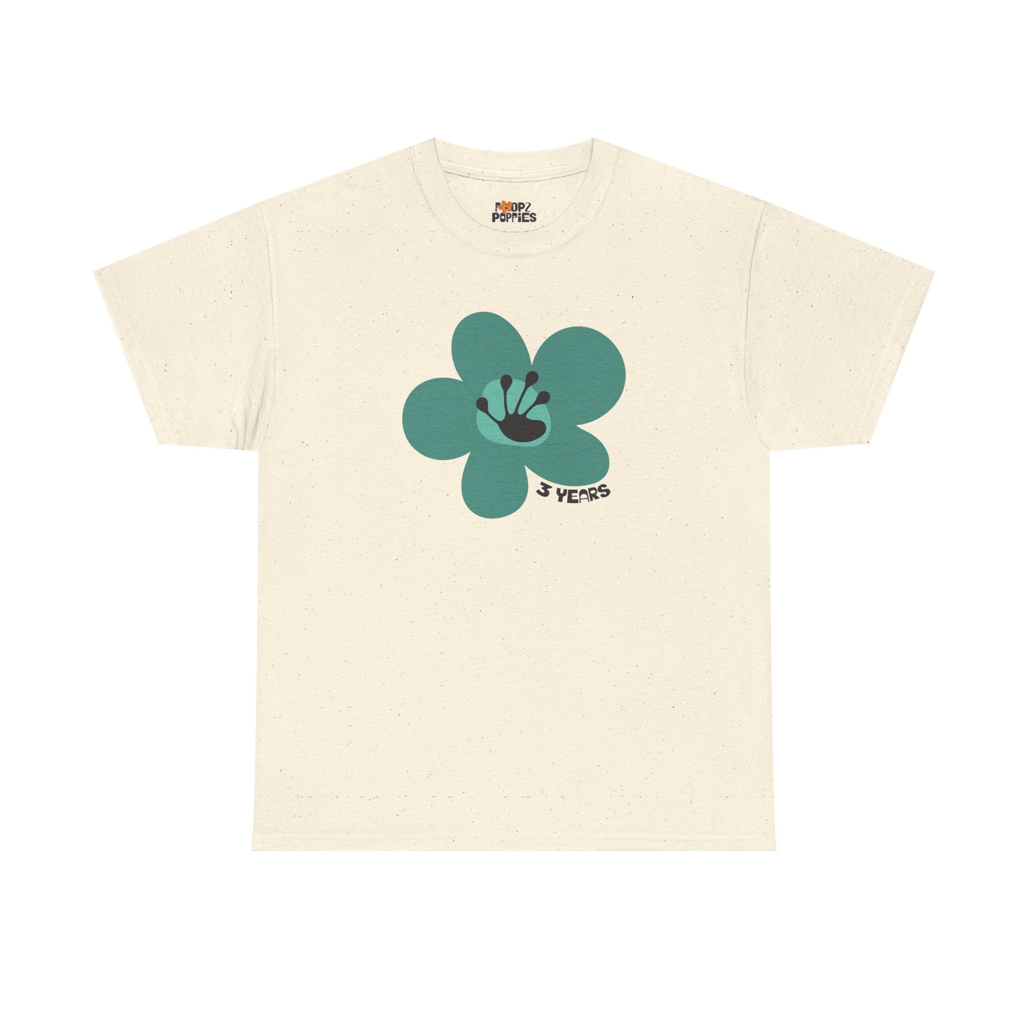 3 Year Milestone Unisex Flower T-Shirt | Recovery Gift | Poop2Poppies™