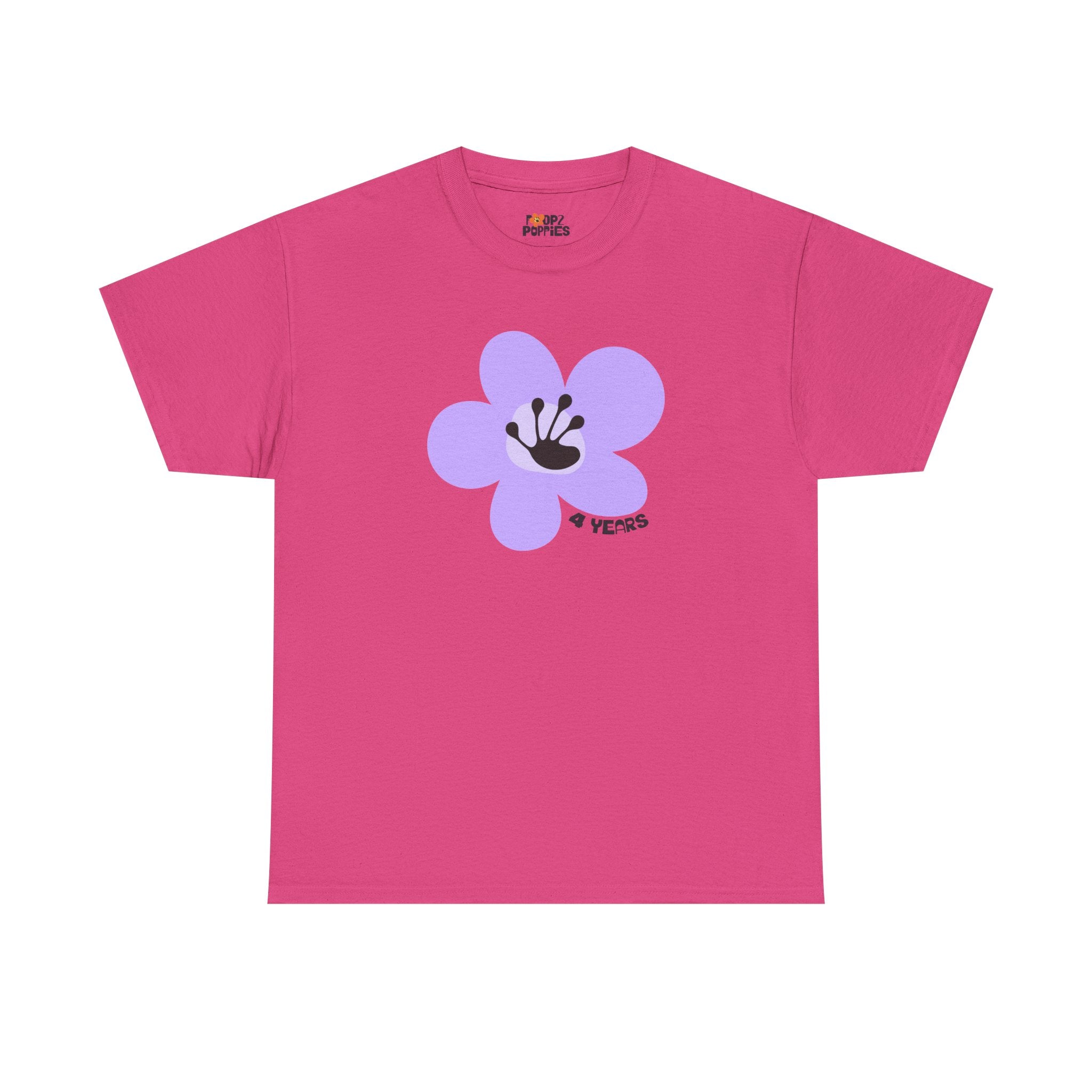 4 Year Milestone Unisex Flower T-Shirt | Recovery Gift | Poop2Poppies™
