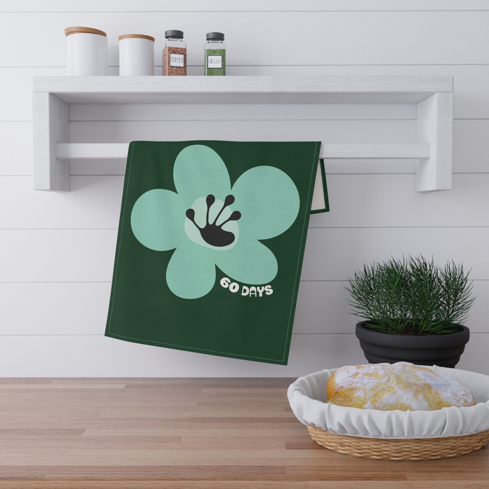 60 Day Milestone Forest Green Tea Towel