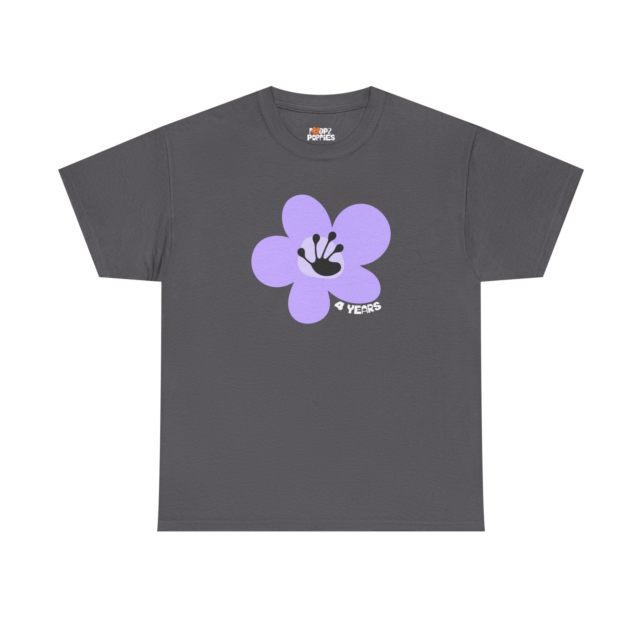 4 Year Milestone Unisex Flower T-Shirt | Recovery Gift | Poop2Poppies™