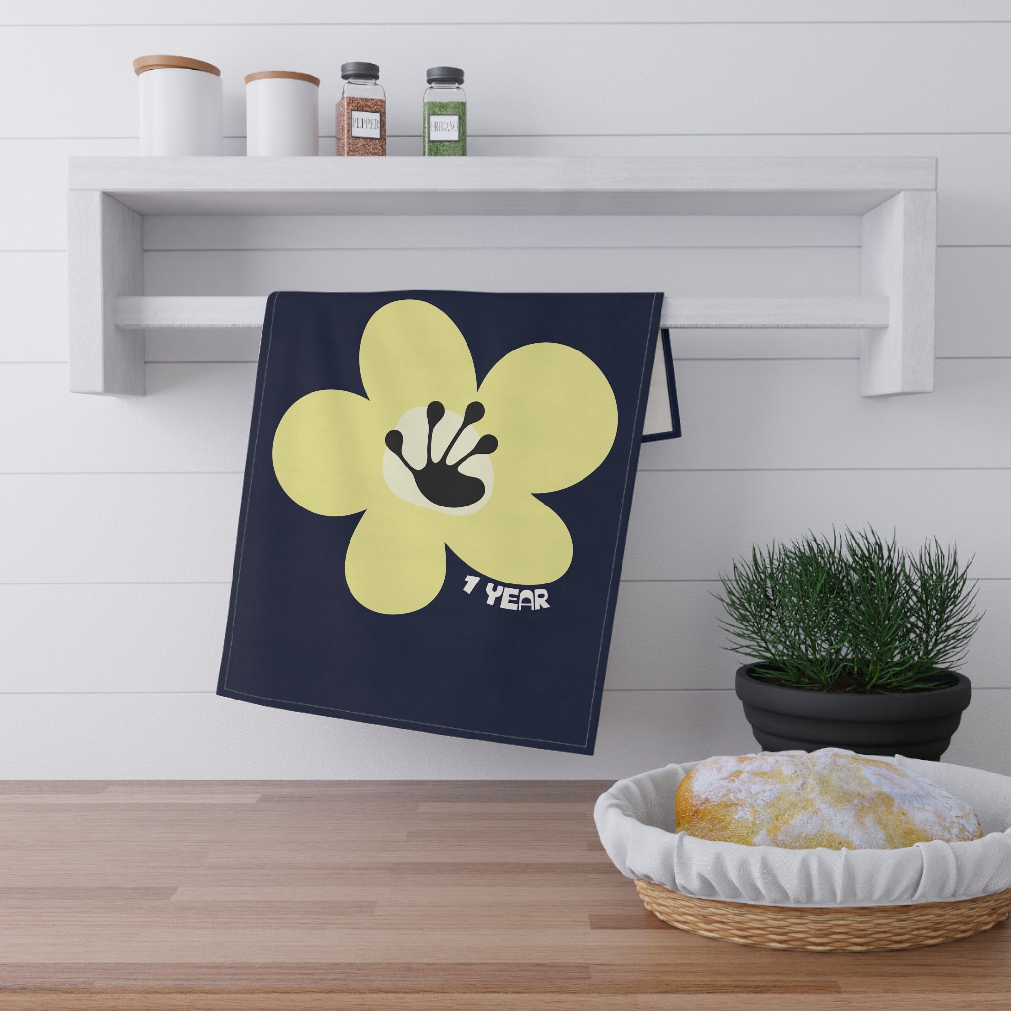 1 Year Milestone Navy Tea Towel