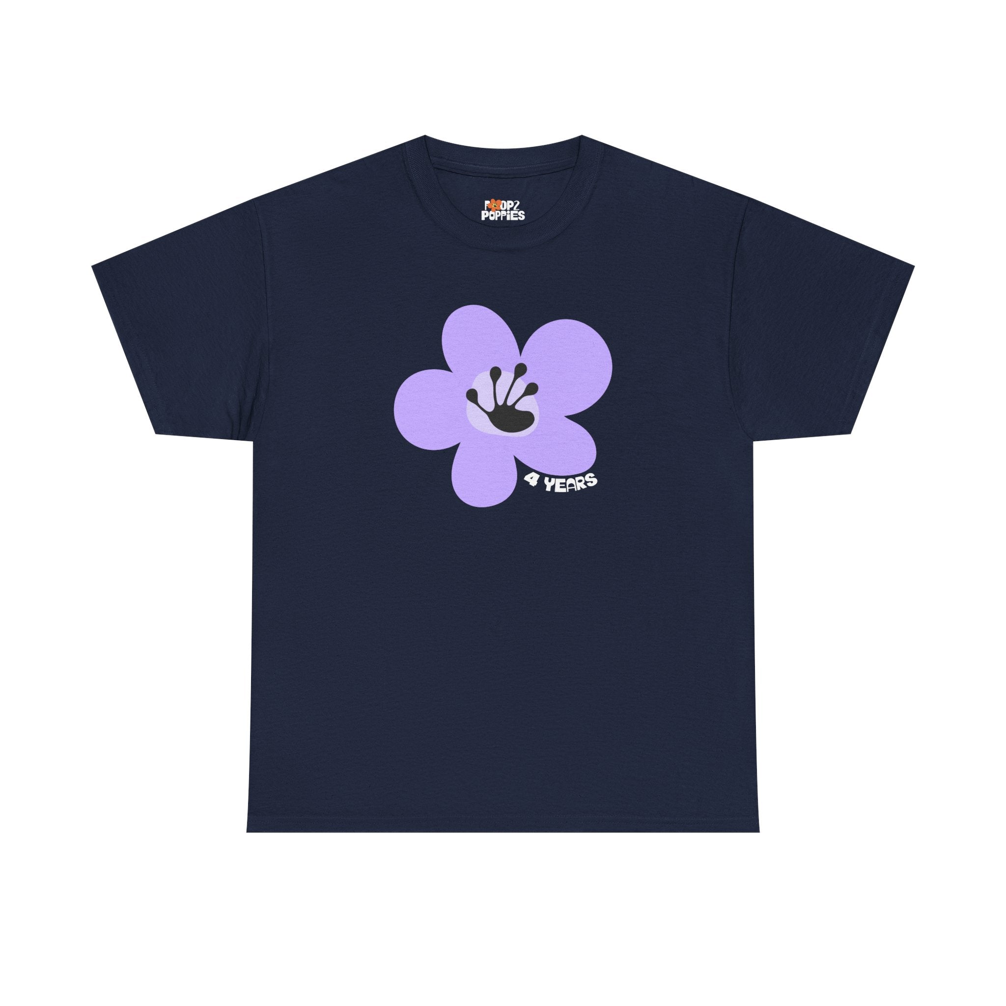 4 Year Milestone Unisex Flower T-Shirt | Recovery Gift | Poop2Poppies™