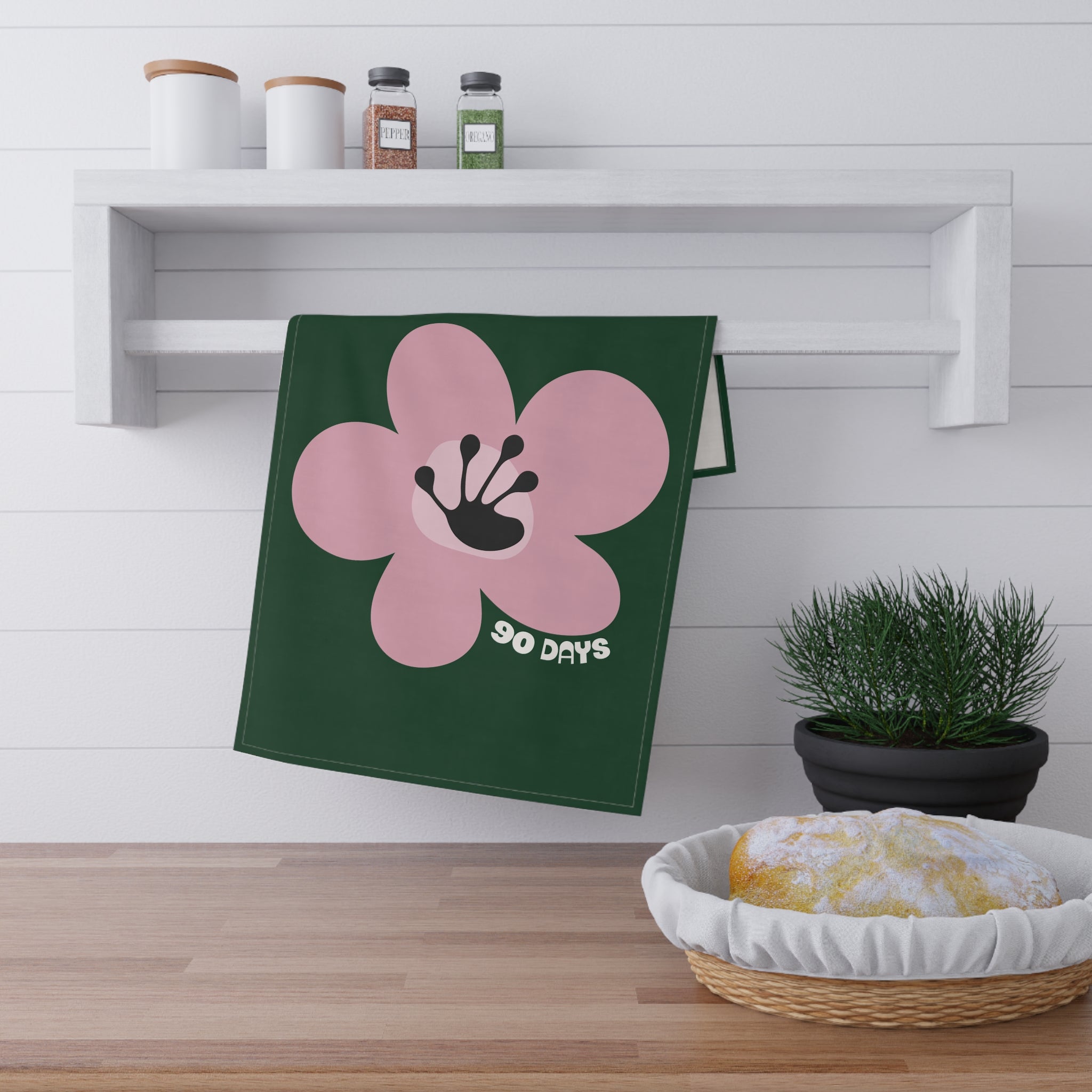 90 Day Milestone Forest Green Tea Towel