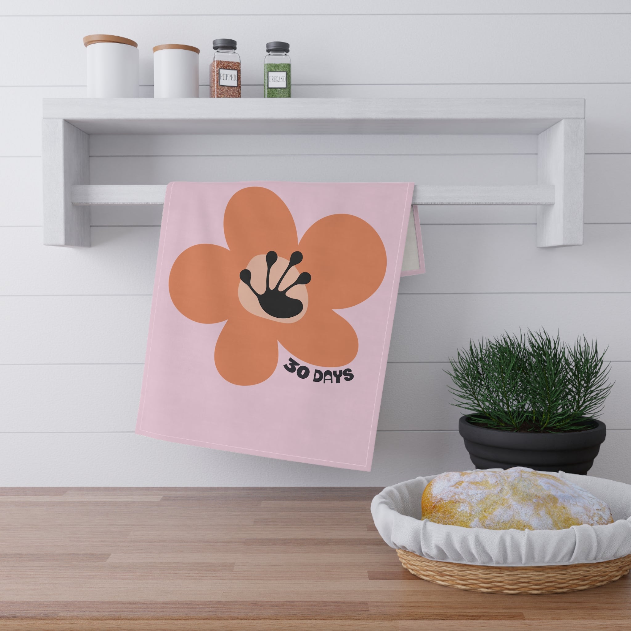 30 Day Milestone Light Pink Tea Towel