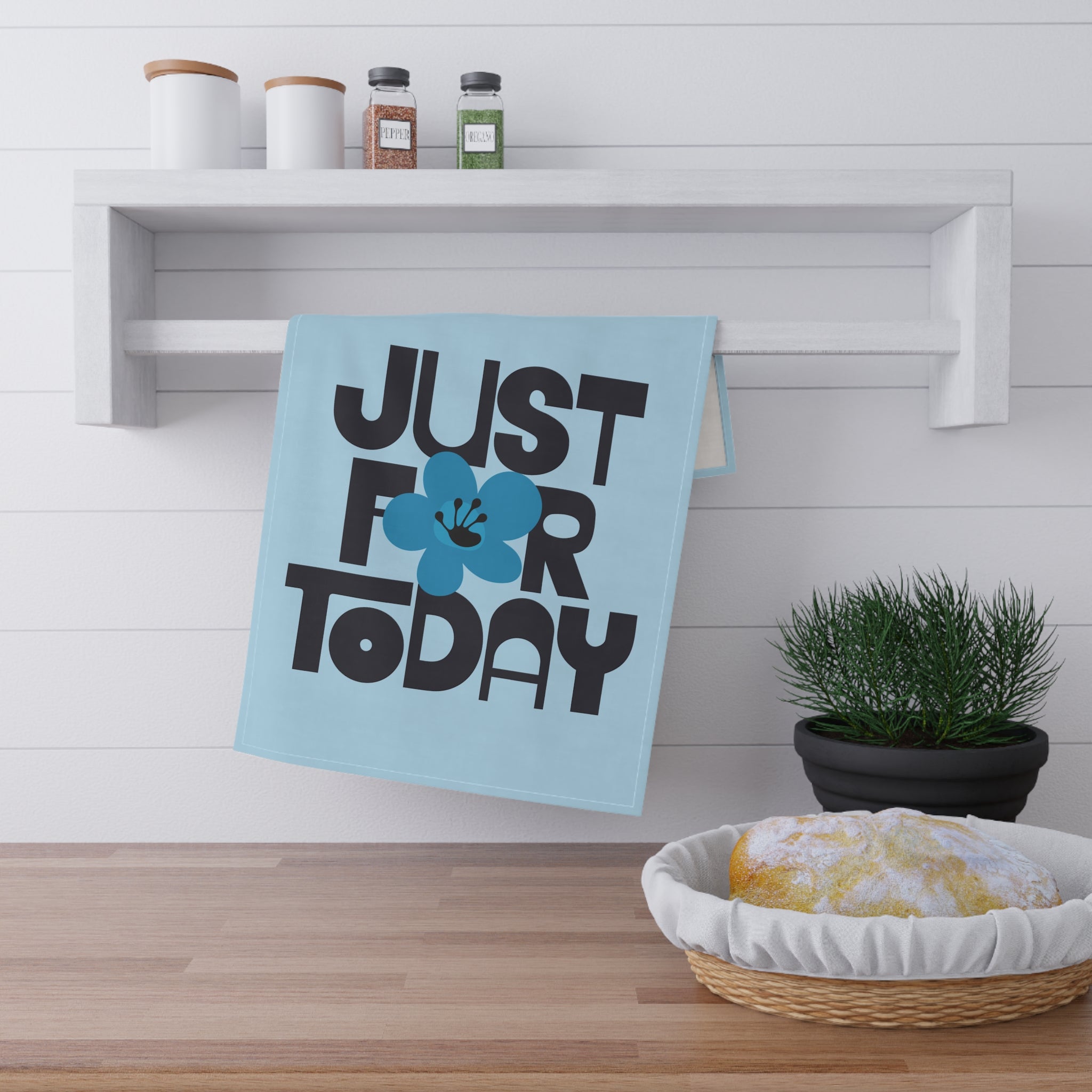 Just For Today Light Blue Tea Towel