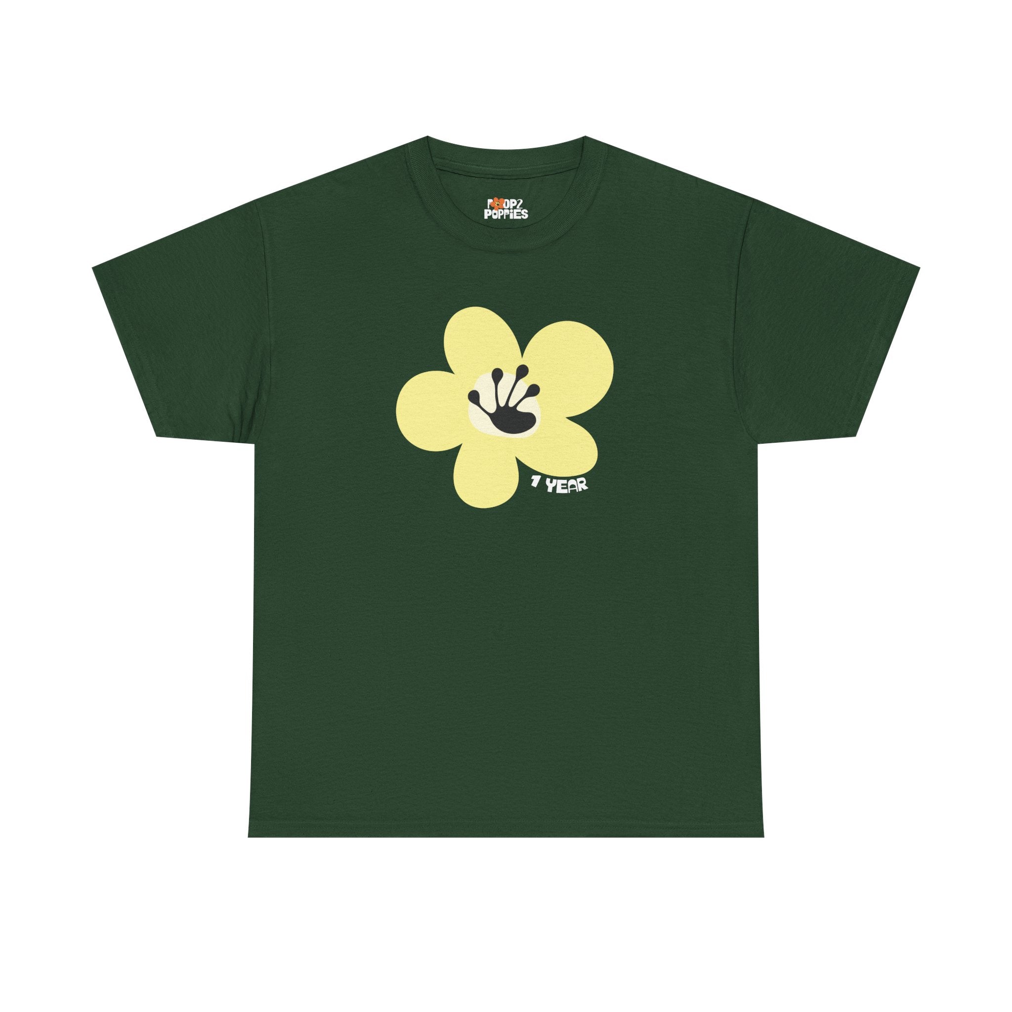 1 Year Milestone Unisex Flower T-Shirt | Recovery Gift | Poop2Poppies™