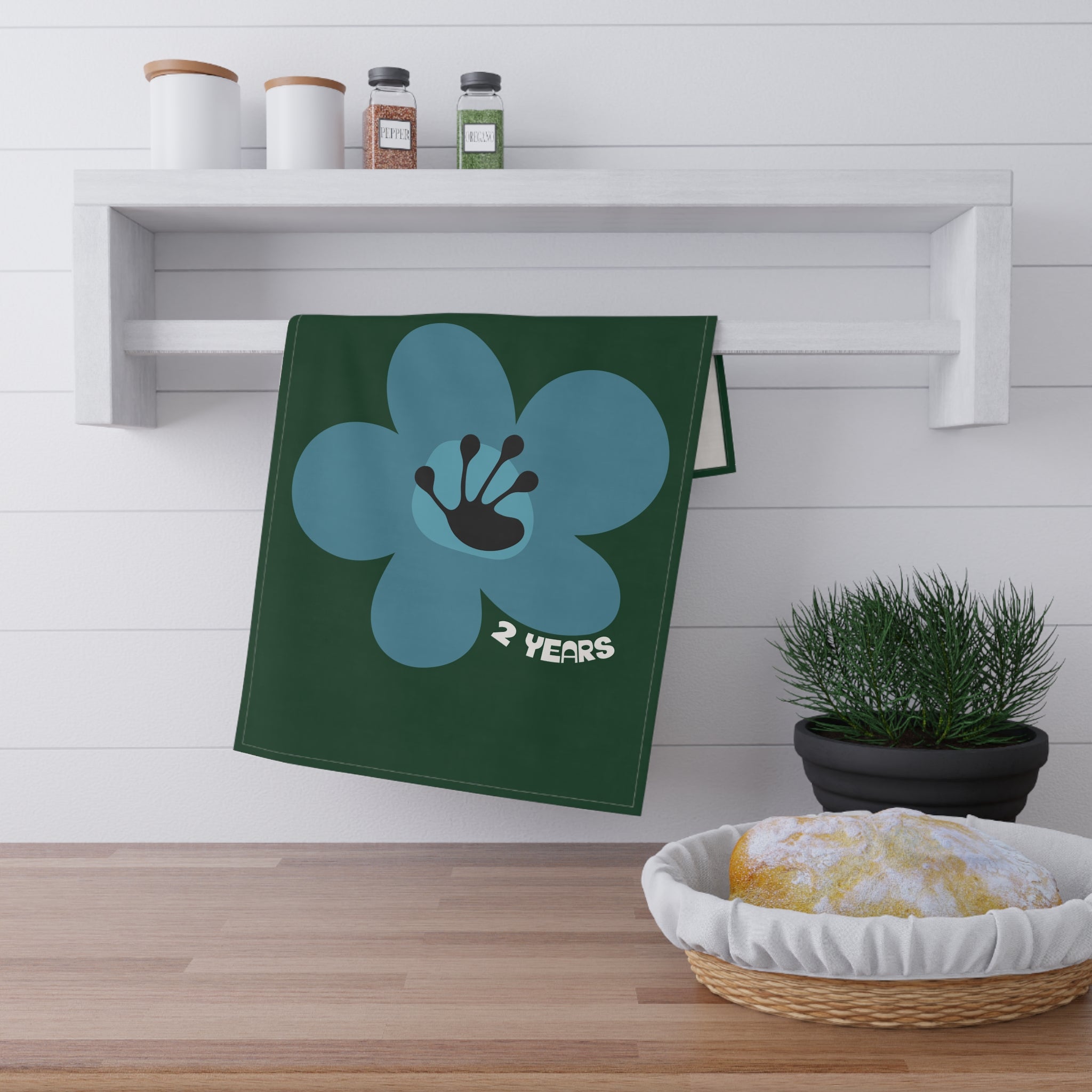 2 Year Milestone Forest Green Tea Towel