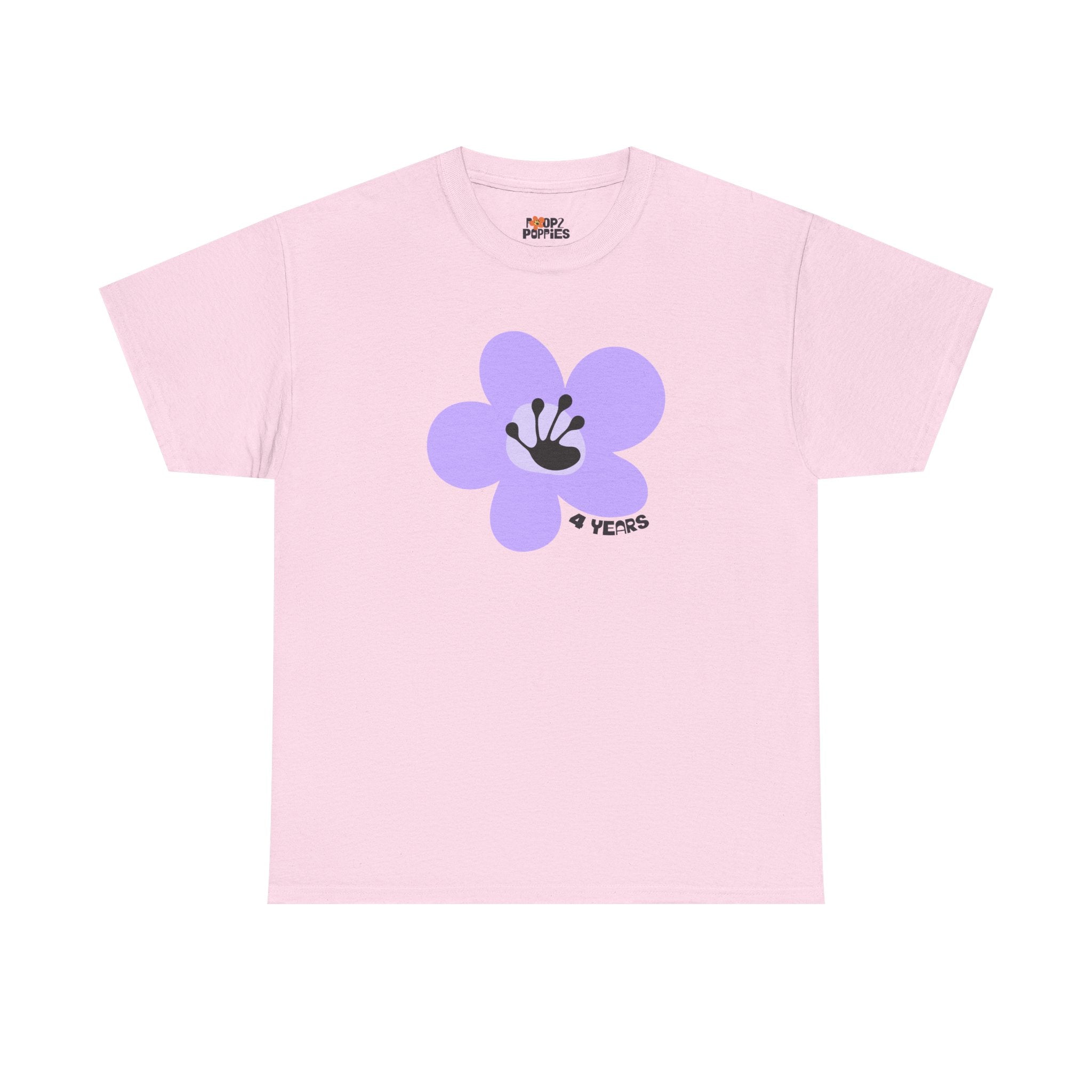 4 Year Milestone Unisex Flower T-Shirt | Recovery Gift | Poop2Poppies™