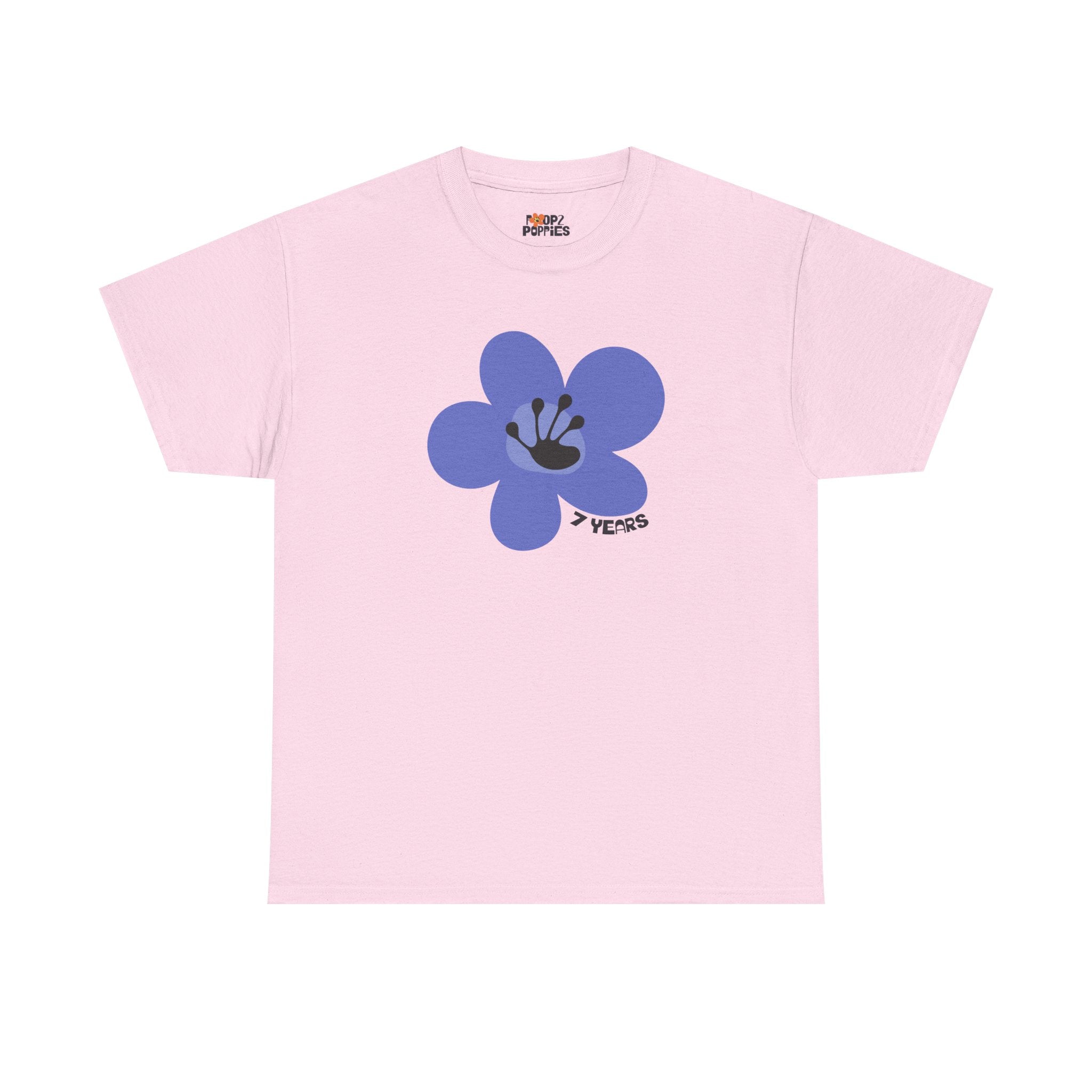 7 Year Milestone Unisex Flower T-Shirt | Recovery Gift | Poop2Poppies™