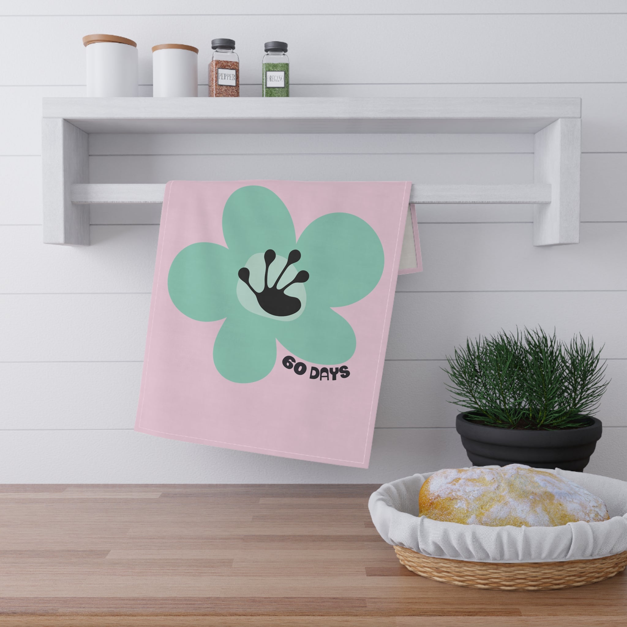 60 Day Milestone Light Pink Tea Towel