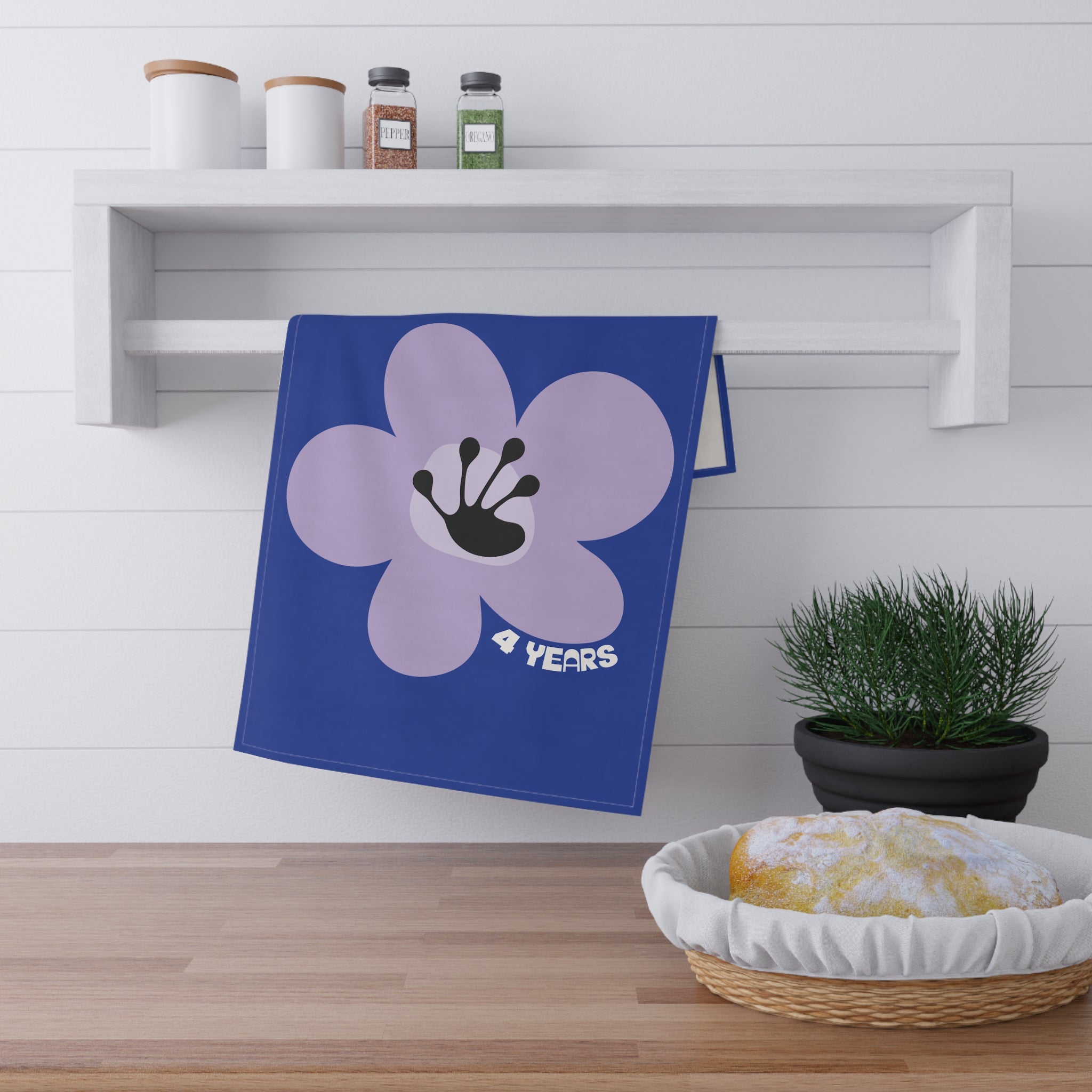 4 Year Milestone Royal Tea Towel