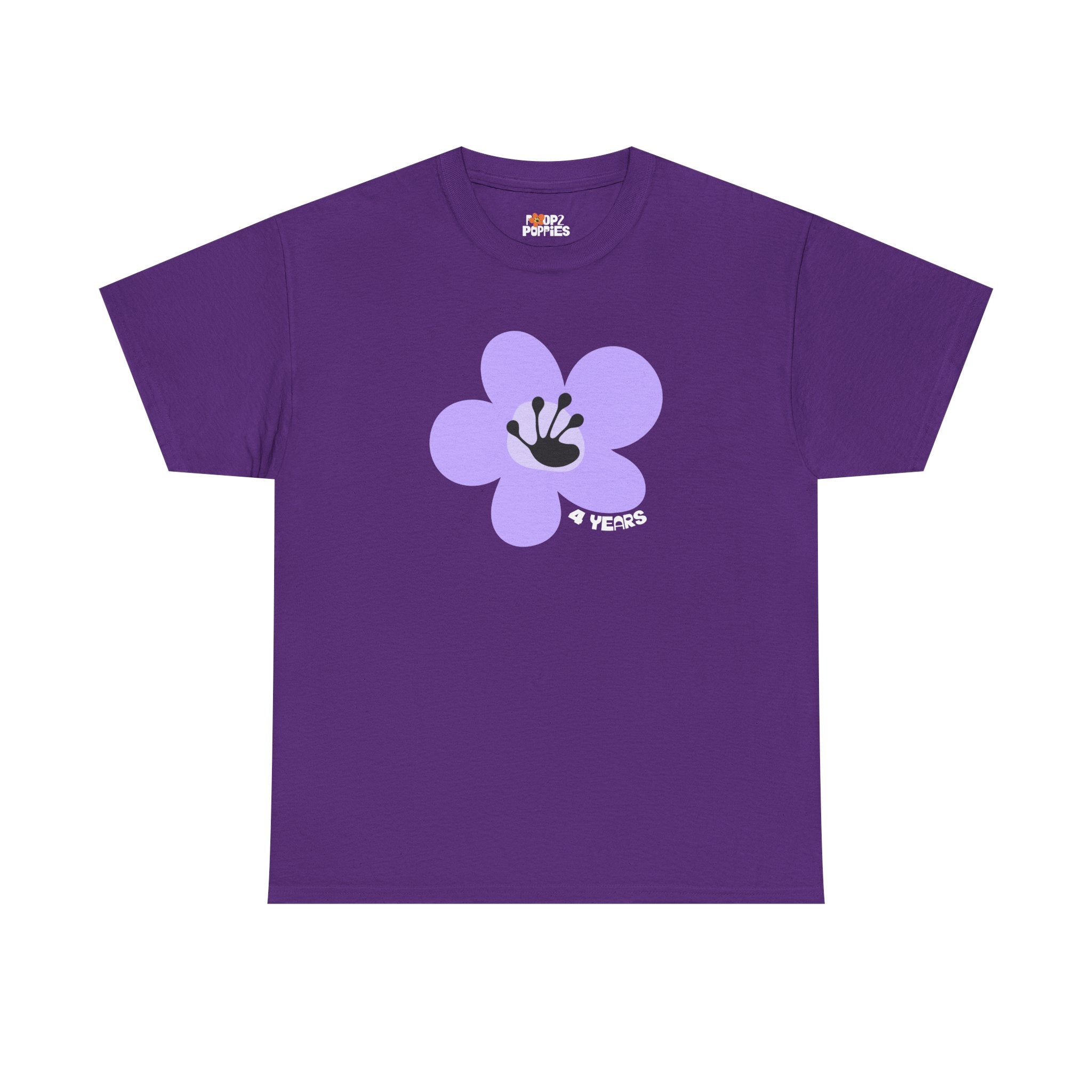 4 Year Milestone Unisex Flower T-Shirt | Recovery Gift | Poop2Poppies™