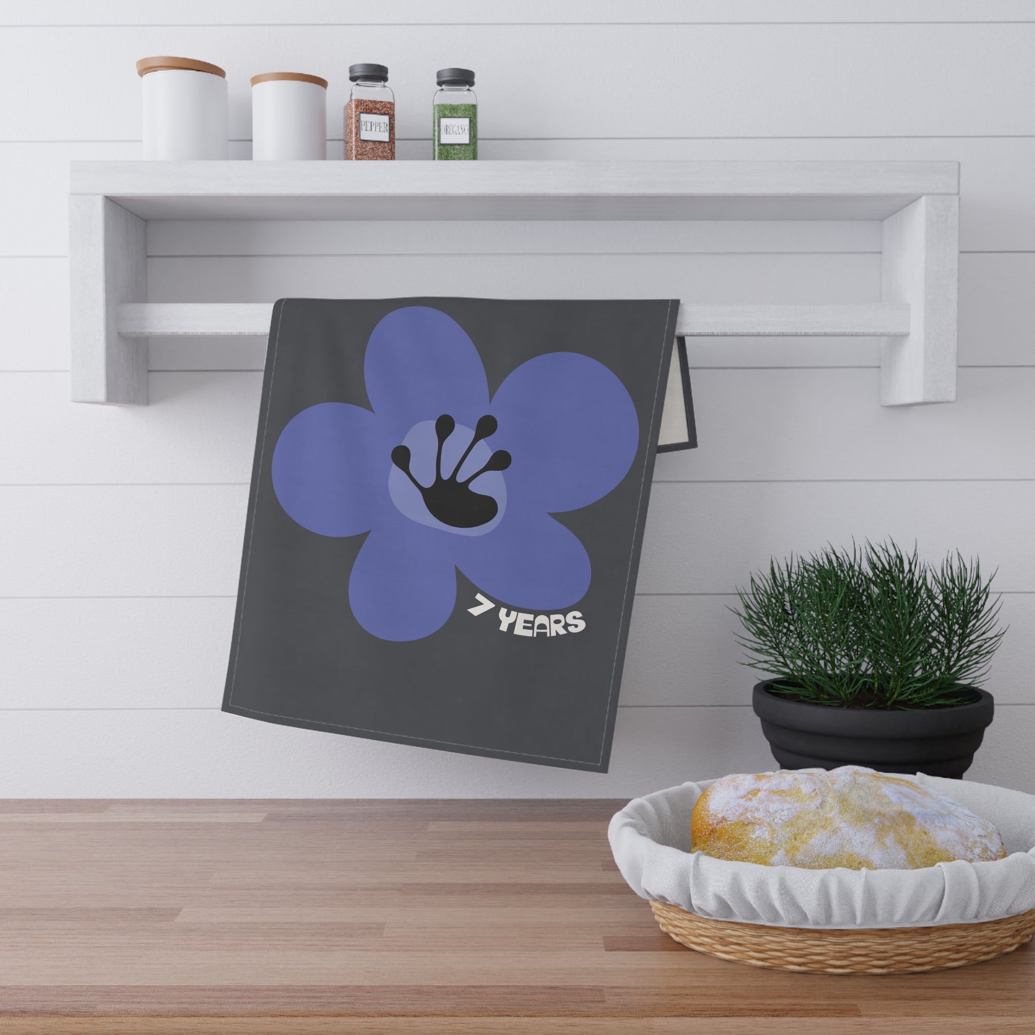 7 Year Milestone Charcoal Tea Towel