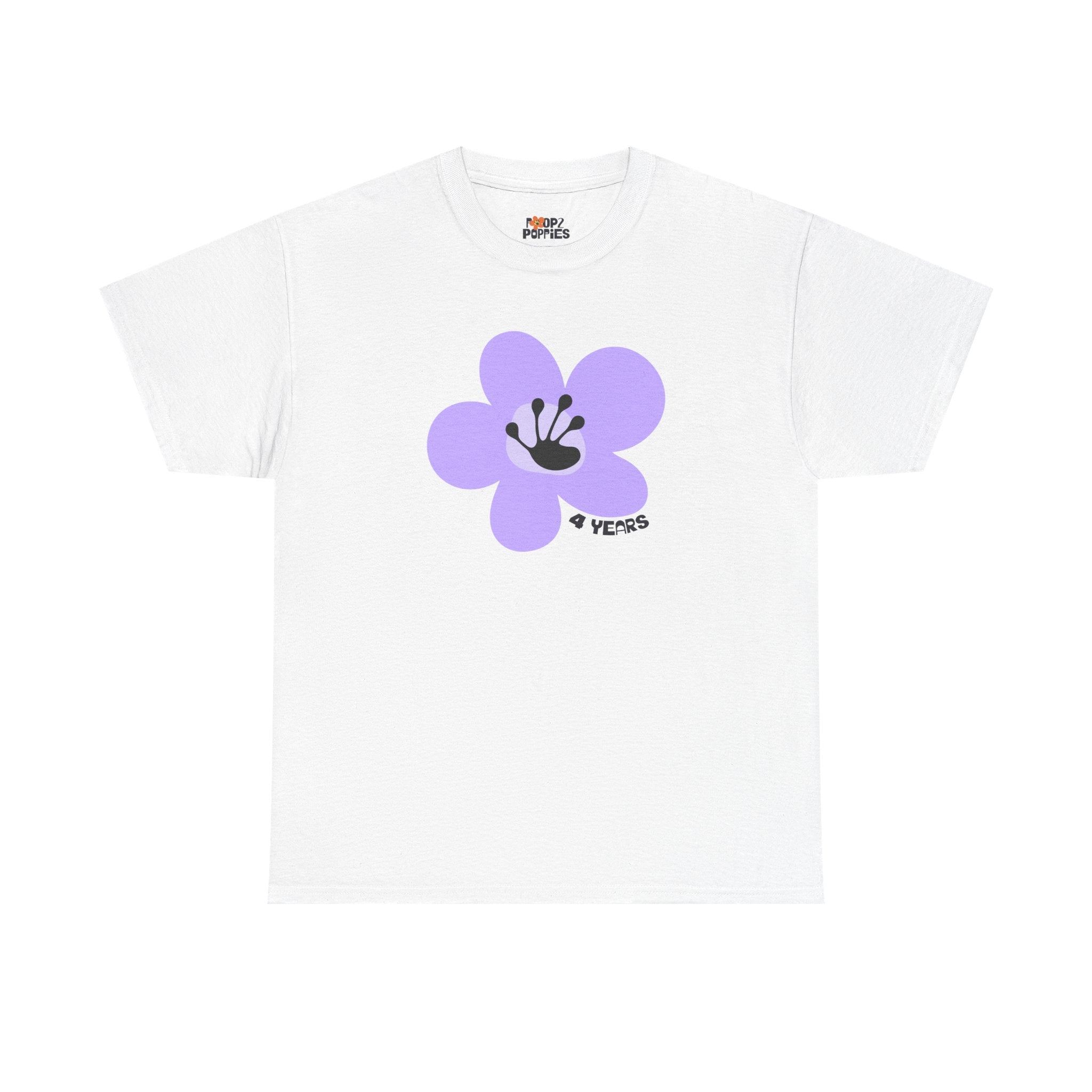 4 Year Milestone Unisex Flower T-Shirt | Recovery Gift | Poop2Poppies™