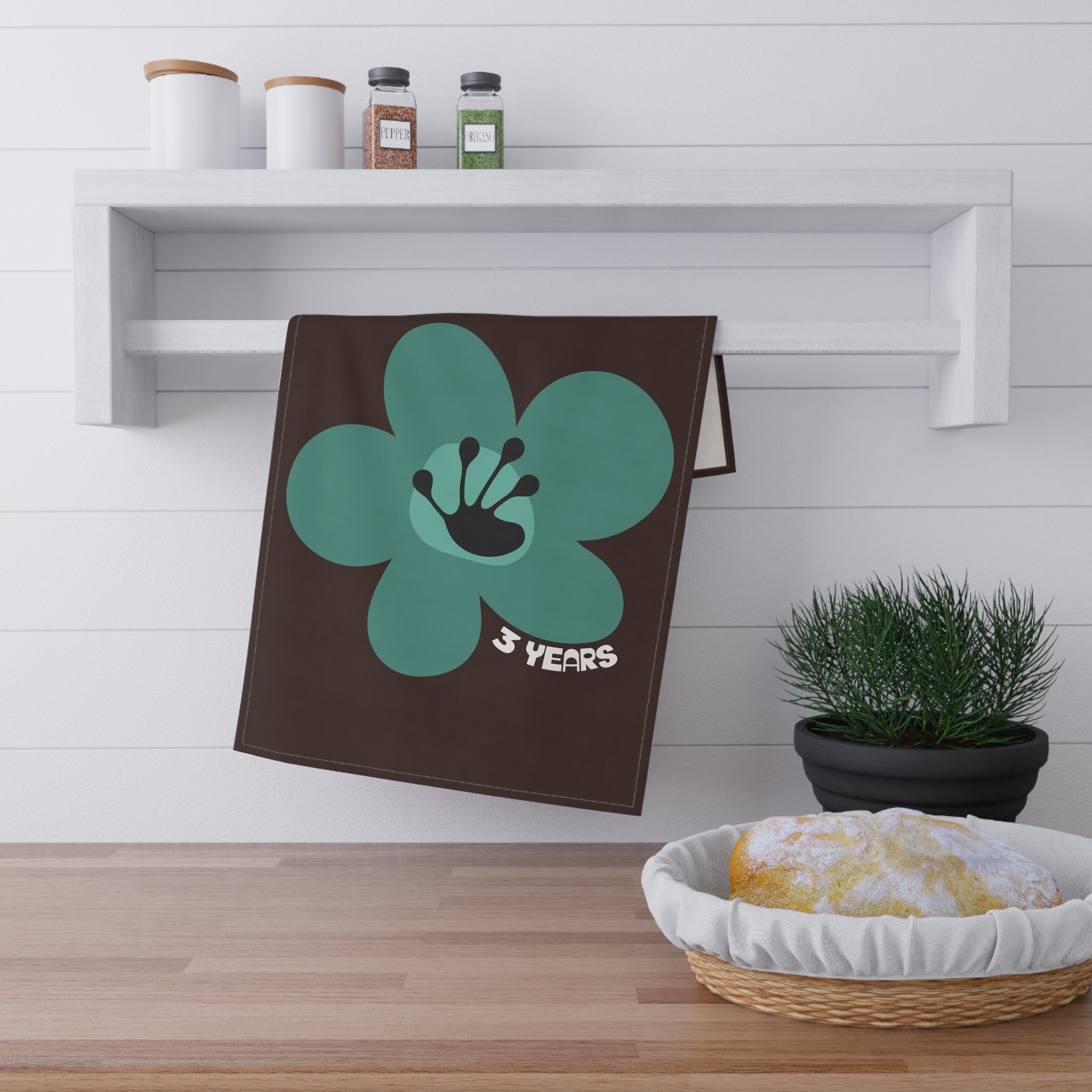 3 Year Milestone Dark Chocolate Tea Towel