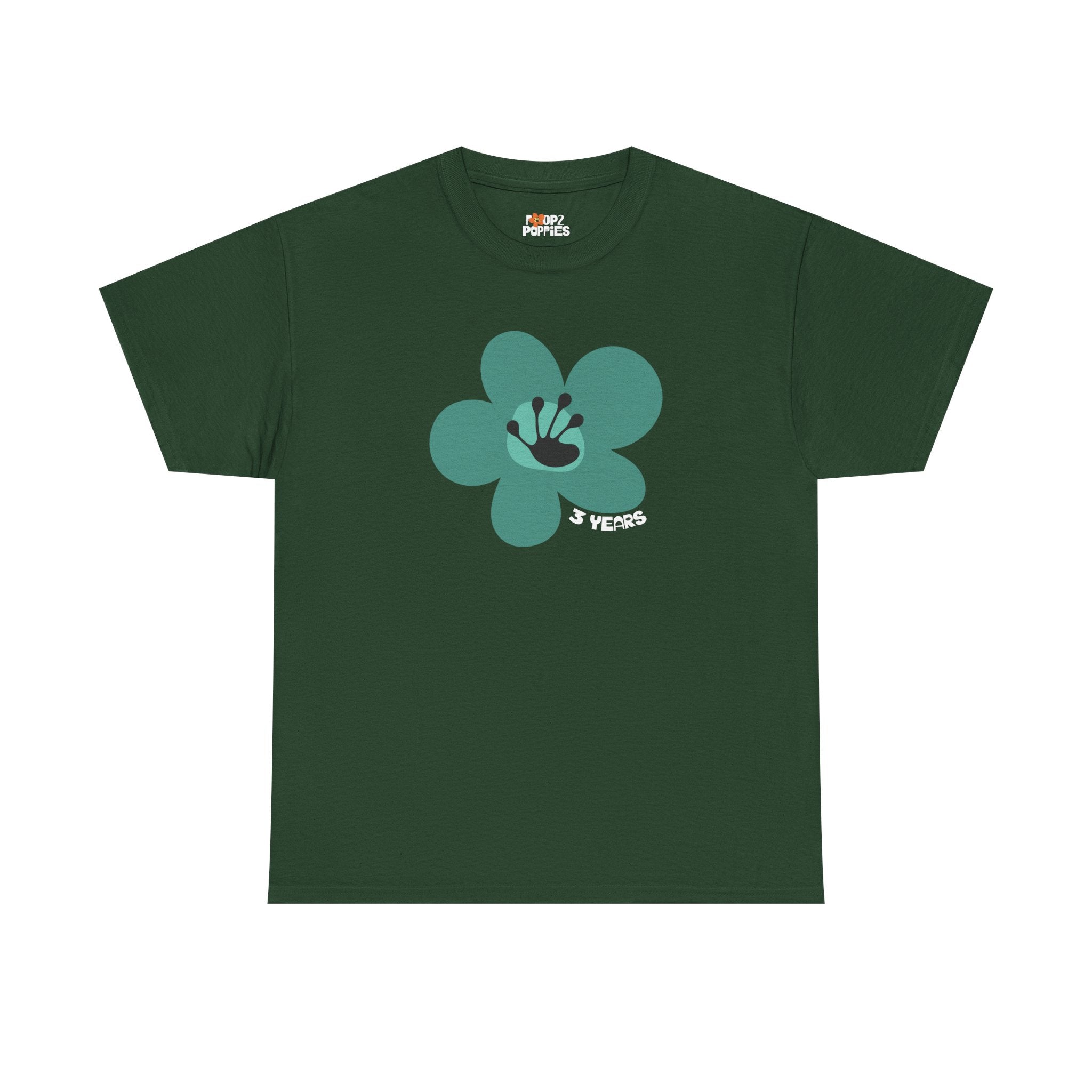 3 Year Milestone Unisex Flower T-Shirt | Recovery Gift | Poop2Poppies™