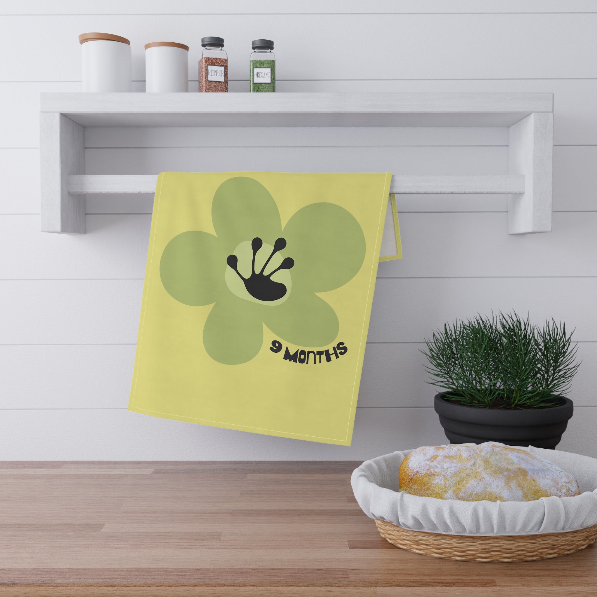 9 Month Milestone Cornsilk Tea Towel