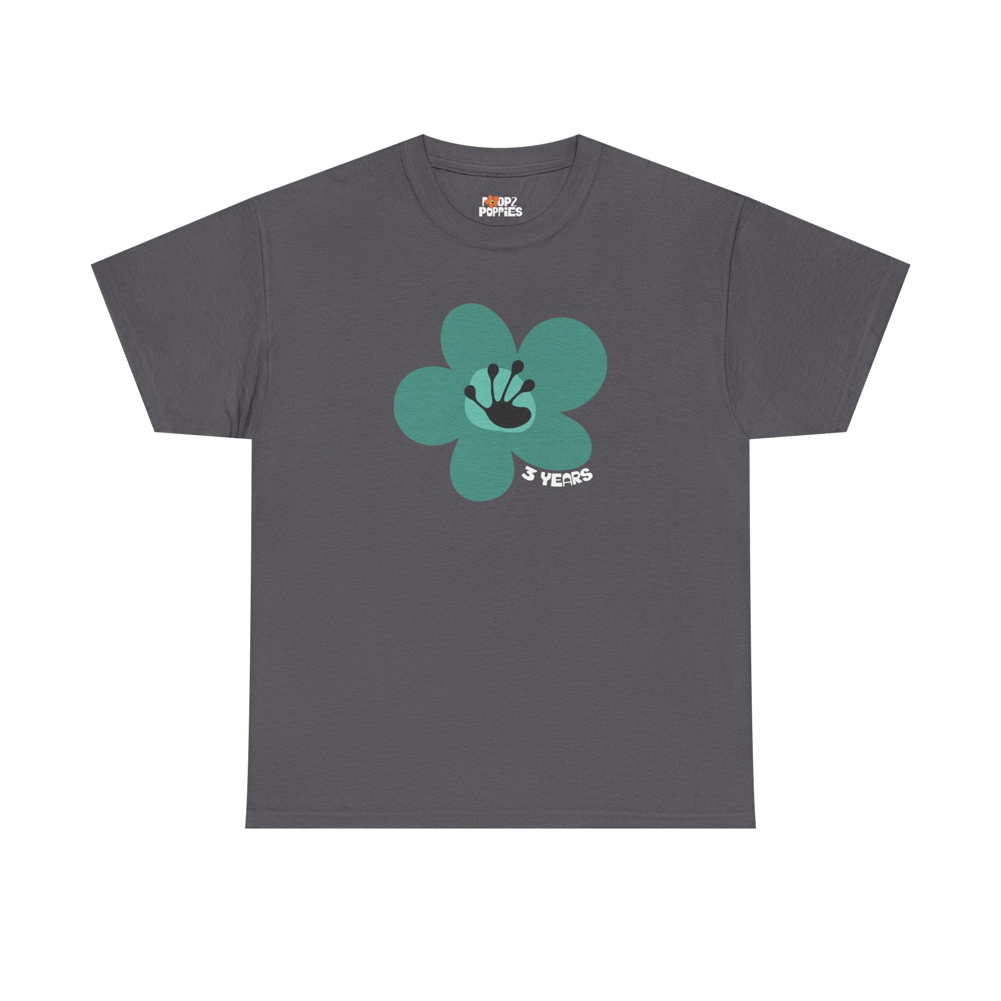 3 Year Milestone Unisex Flower T-Shirt | Recovery Gift | Poop2Poppies™