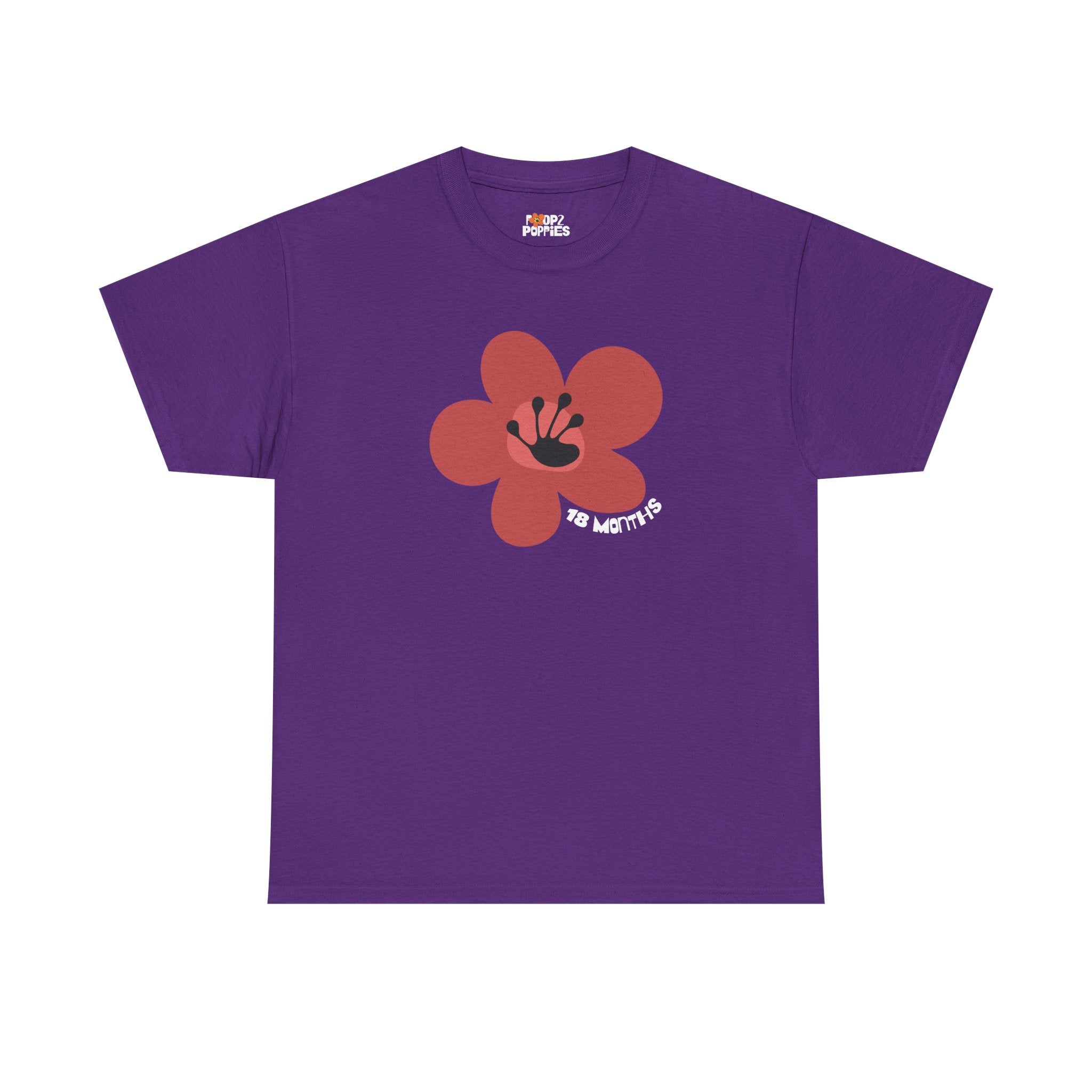 18 Month Milestone Unisex Flower T-Shirt | Recovery Gift | Poop2Poppies™