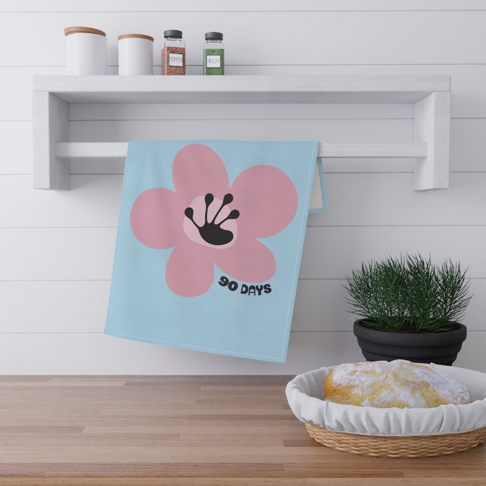 90 Day Milestone Light Blue Tea Towel