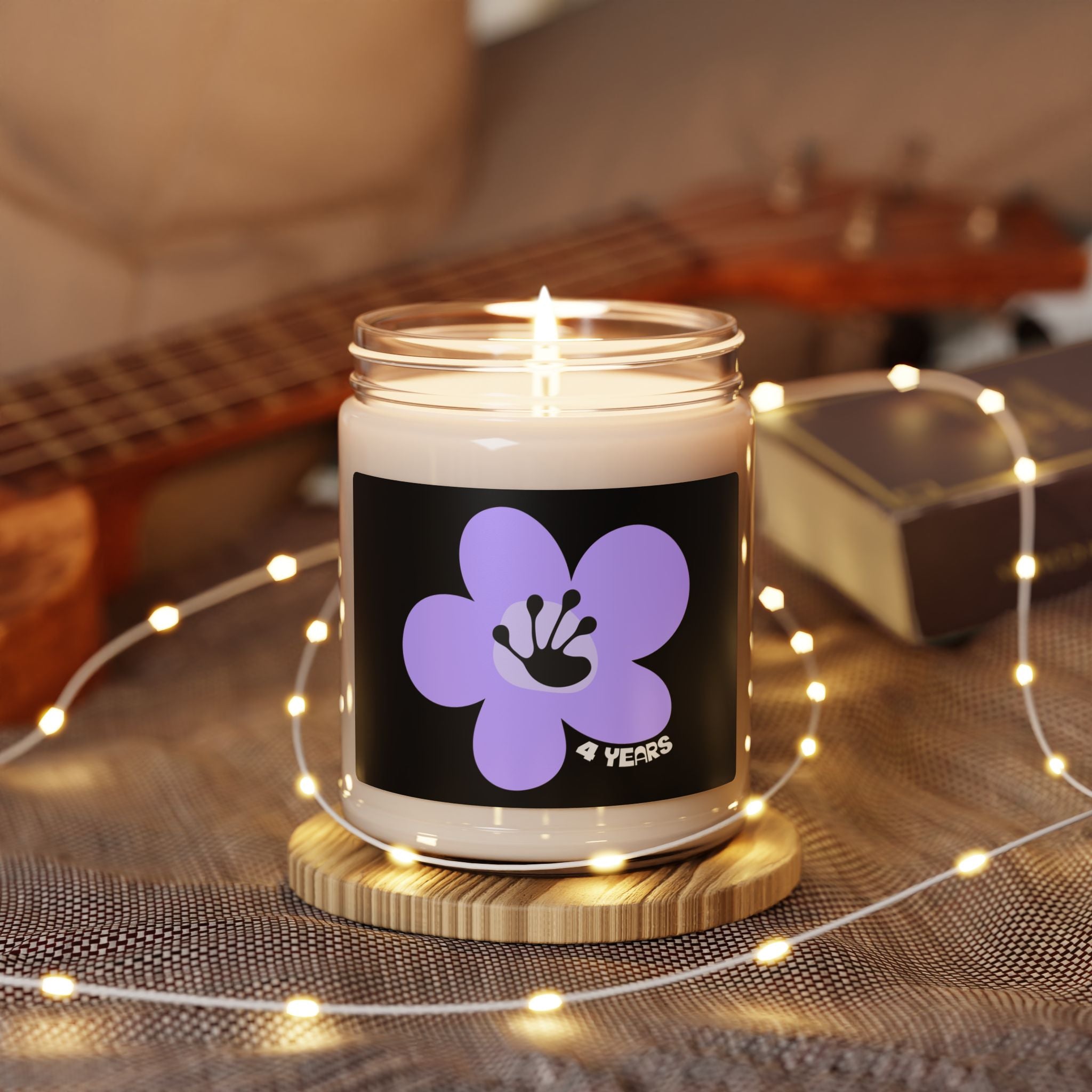 4 Year Milestone Candle | 9oz Soy Scented Candle - Black | Poop2Poppies™