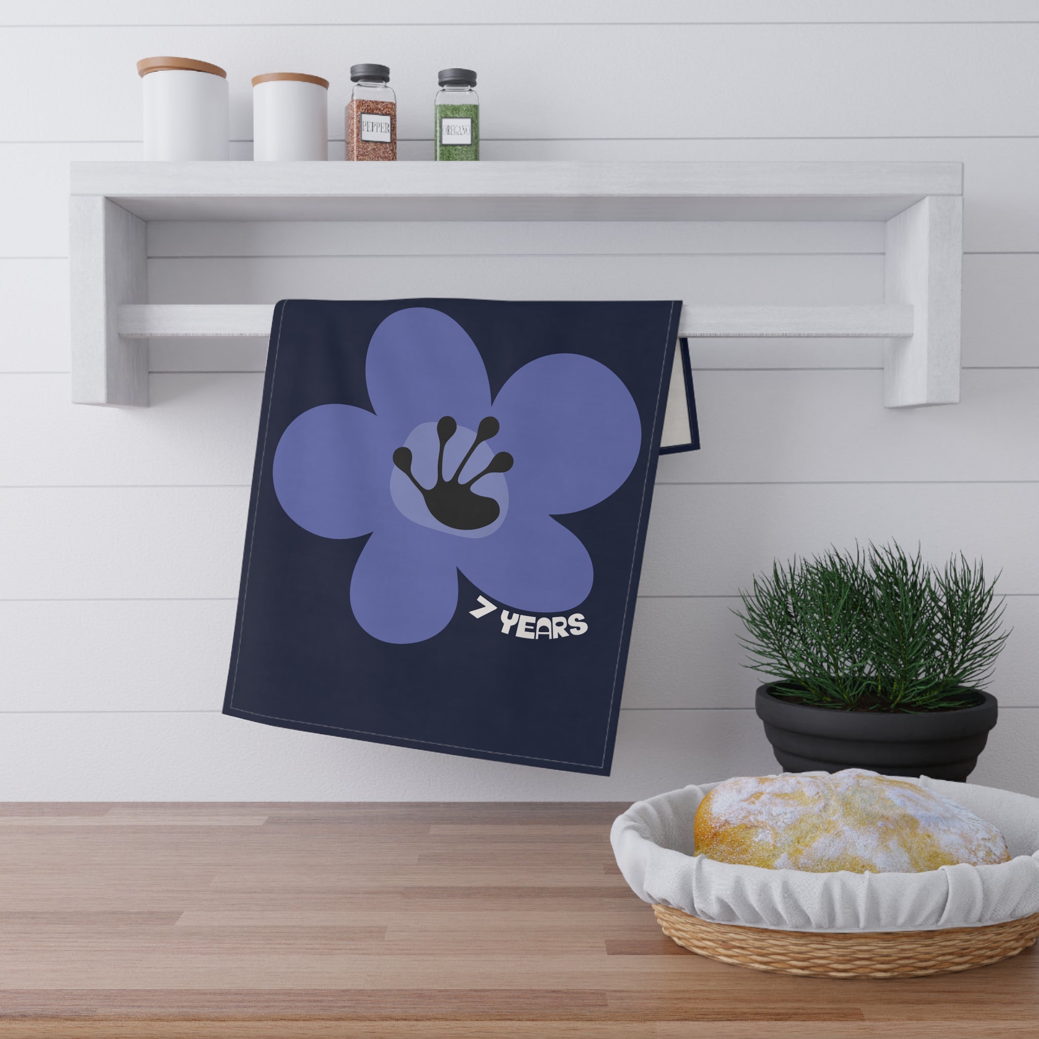 7 Year Milestone Navy Tea Towel