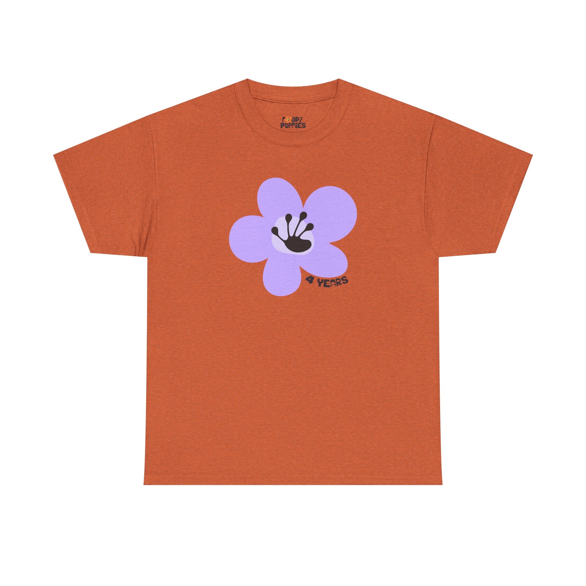 4 Year Milestone Unisex Flower T-Shirt | Recovery Gift | Poop2Poppies™
