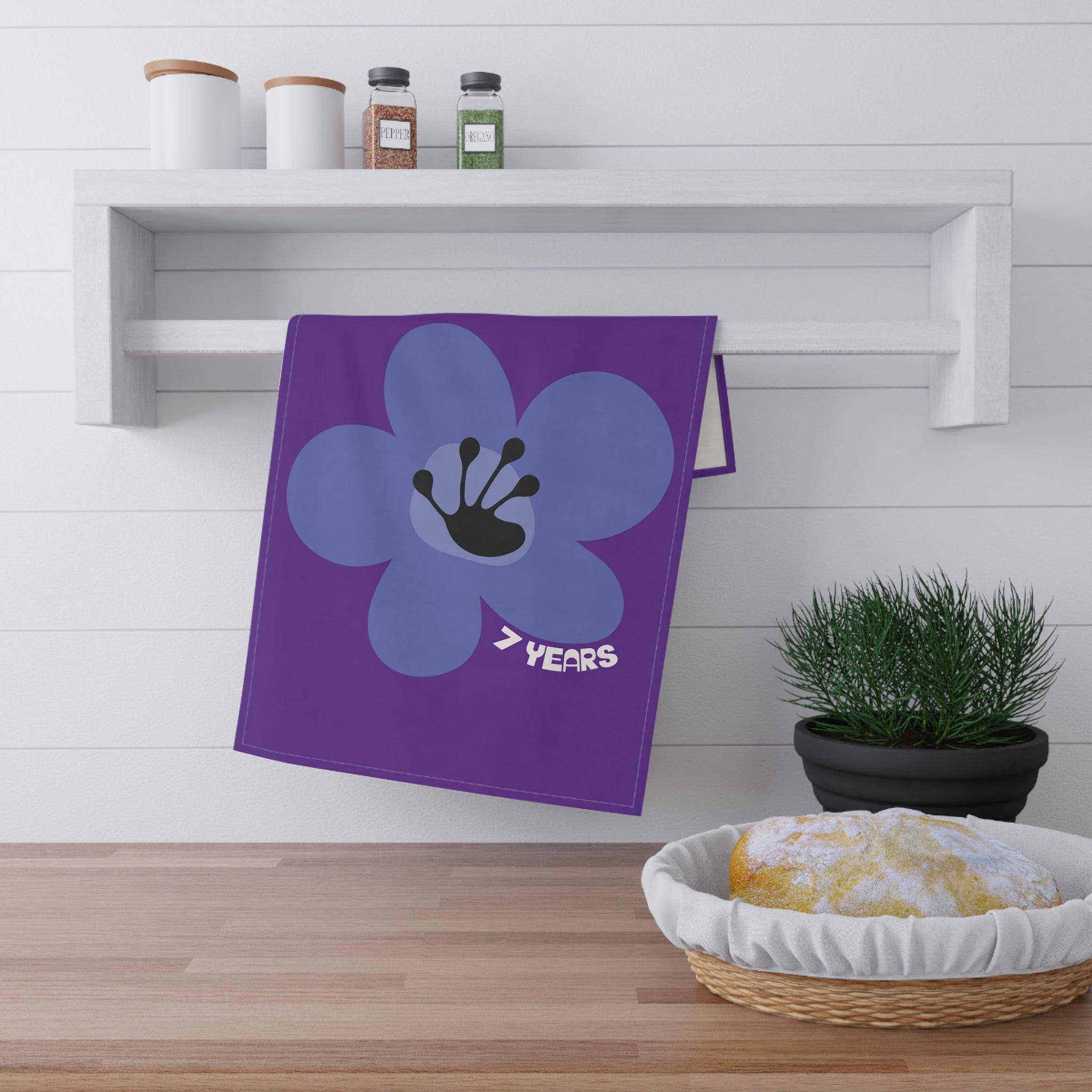 7 Year Milestone Purple Tea Towel