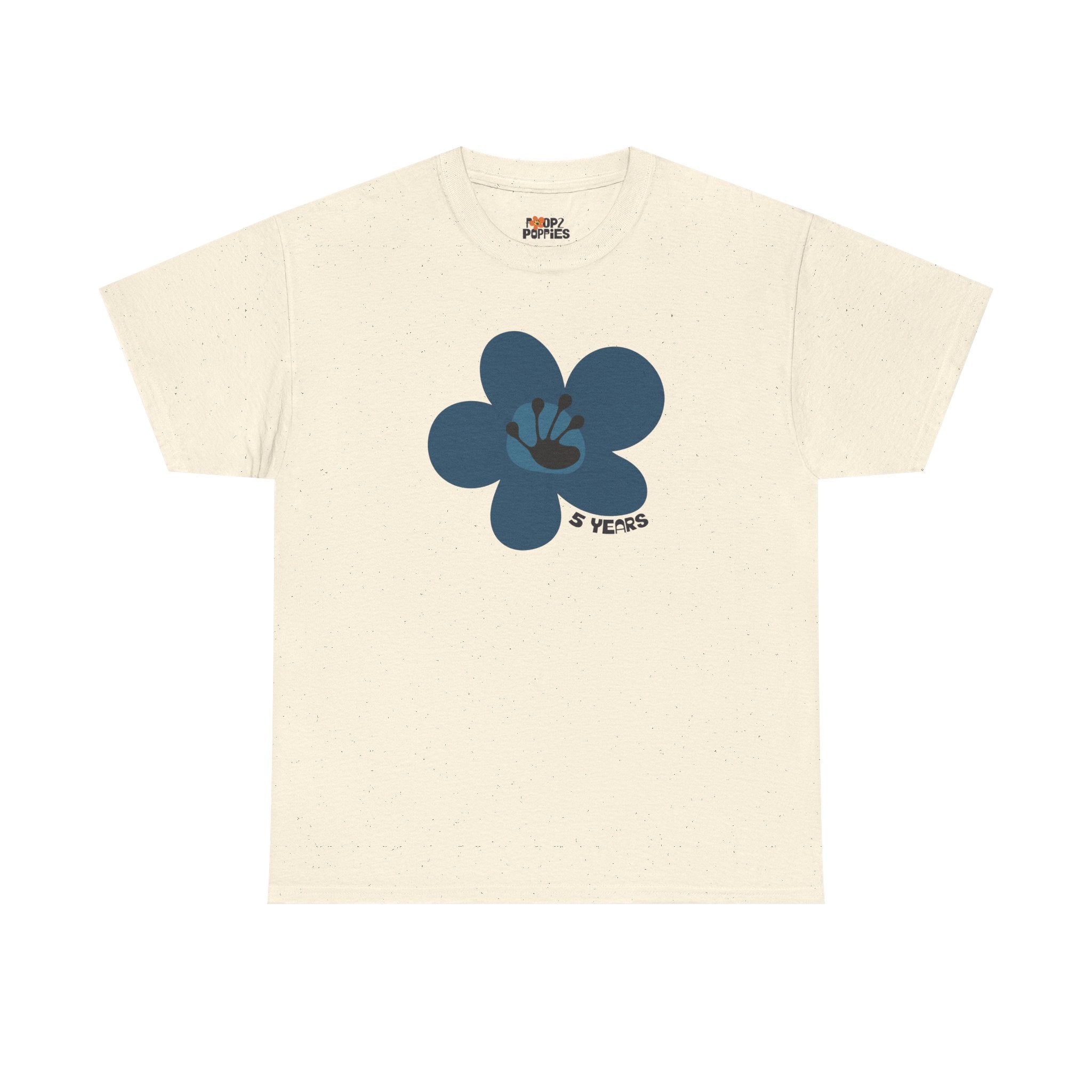 5 Year Milestone Unisex Flower T-Shirt | Recovery Gift | Poop2Poppies™