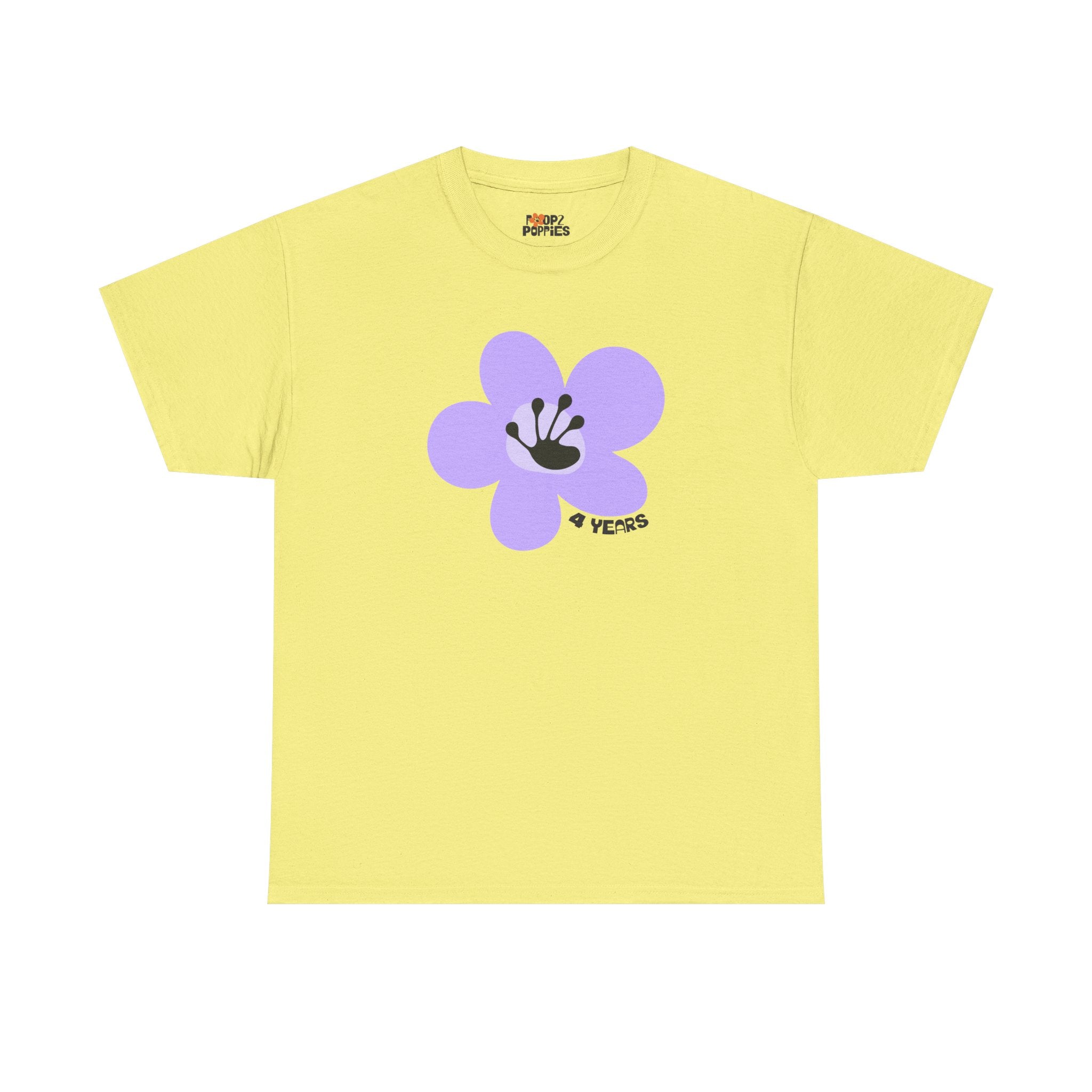 4 Year Milestone Unisex Flower T-Shirt | Recovery Gift | Poop2Poppies™