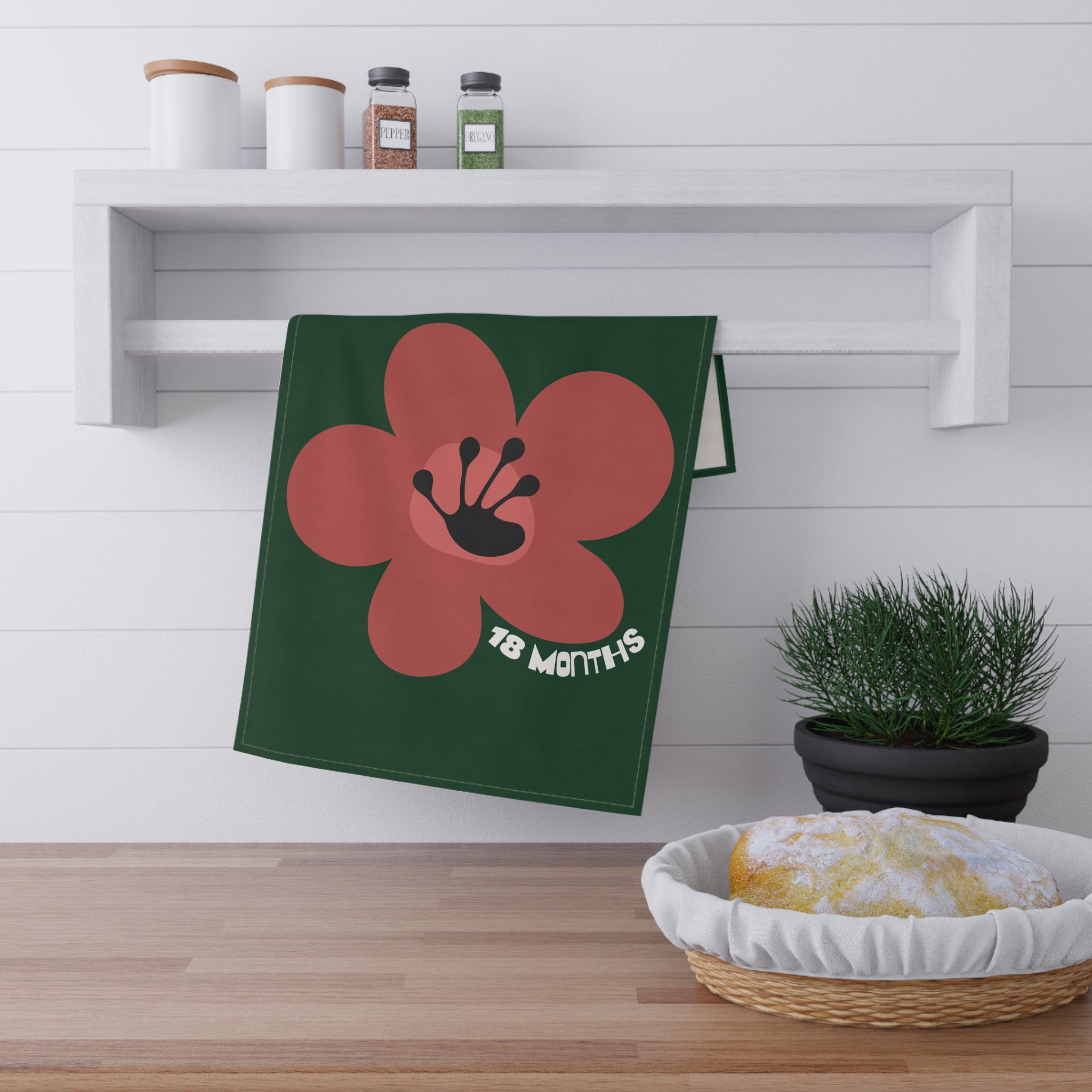 18 Month Milestone Forest Green Tea Towel