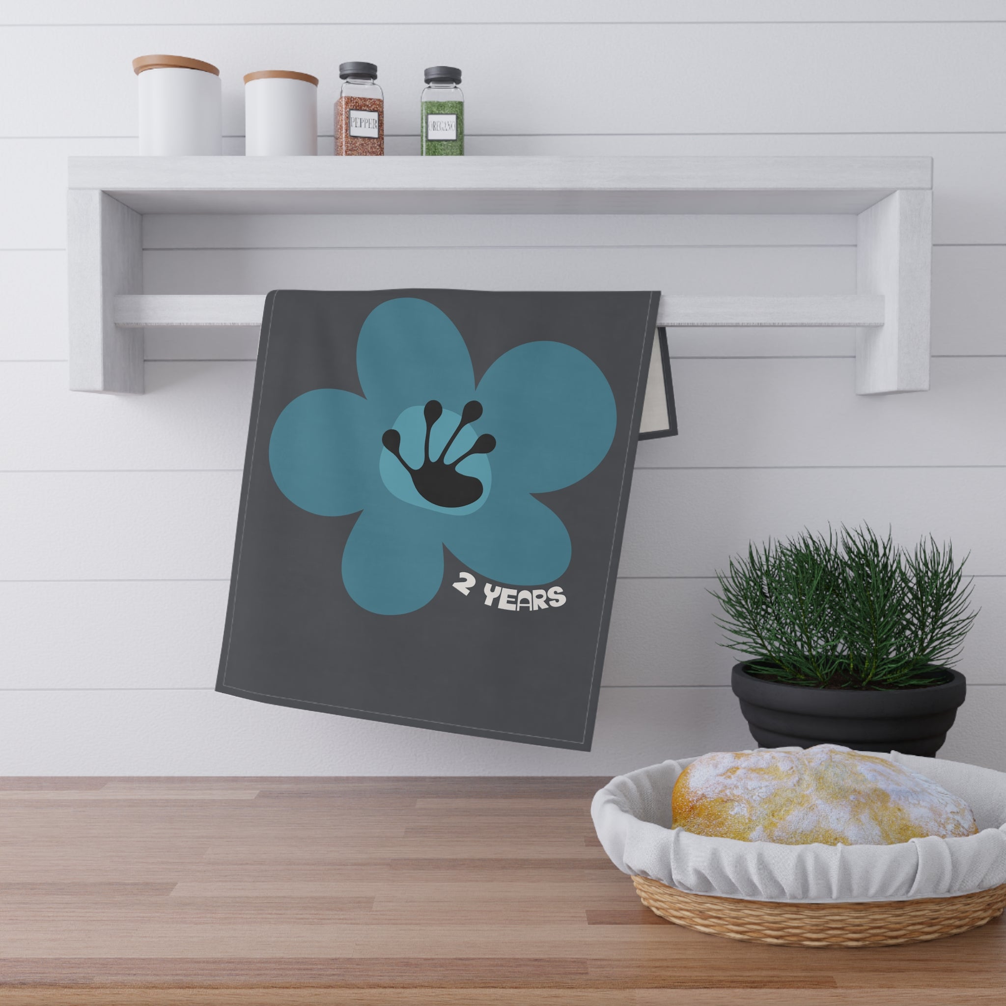 2 Year Milestone Charcoal Tea Towel