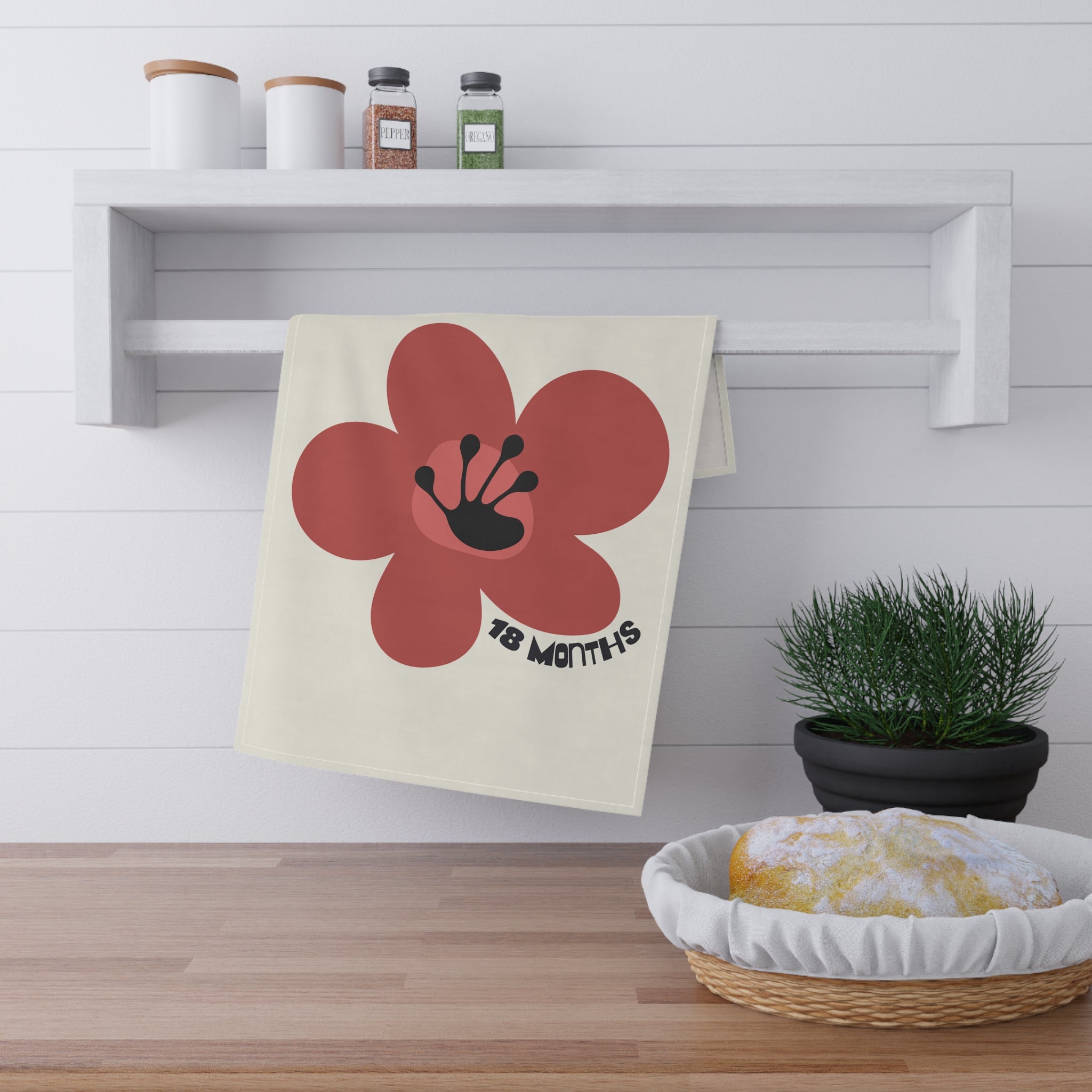 18 Month Milestone Natural Tea Towel