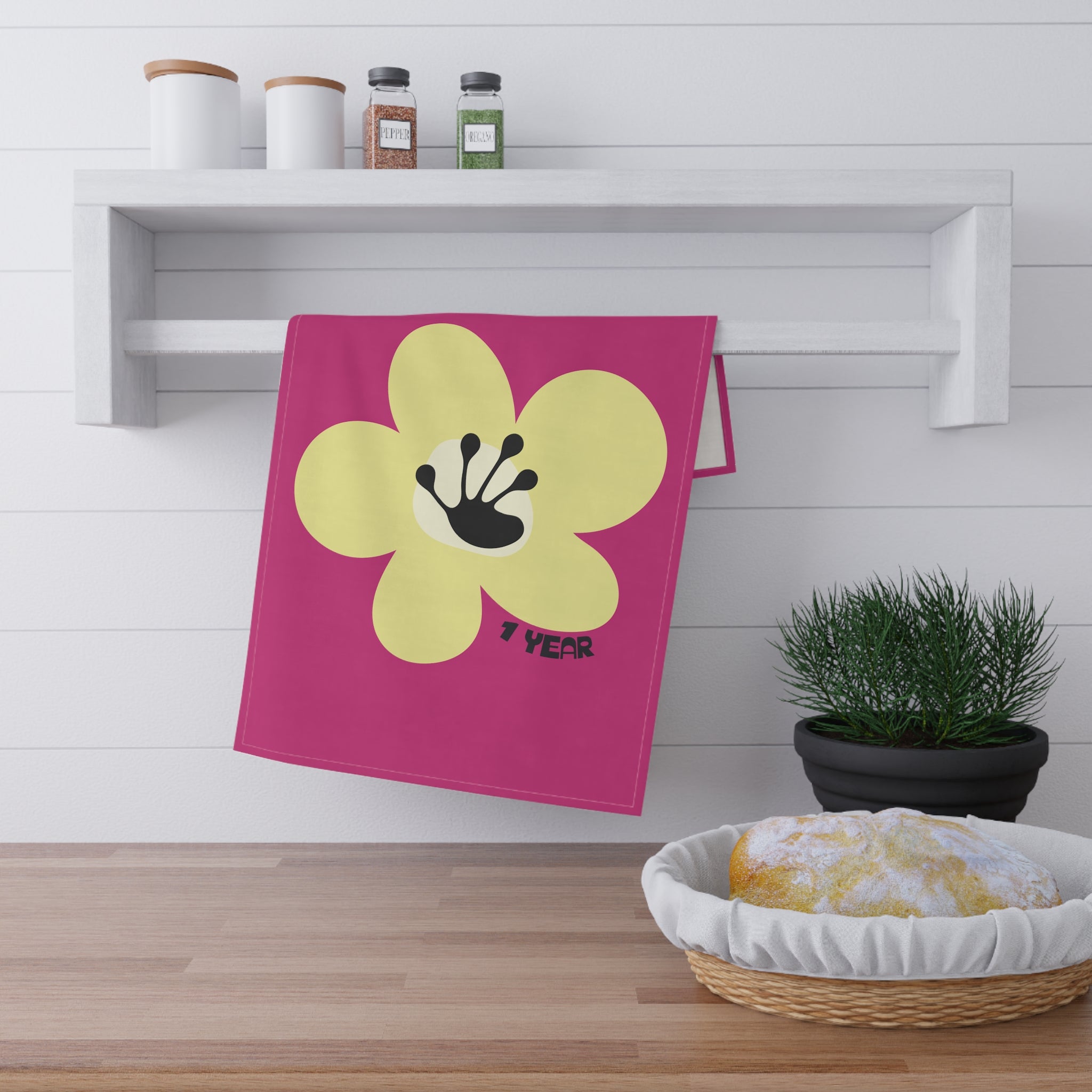 1 Year Milestone Heliconia Tea Towel