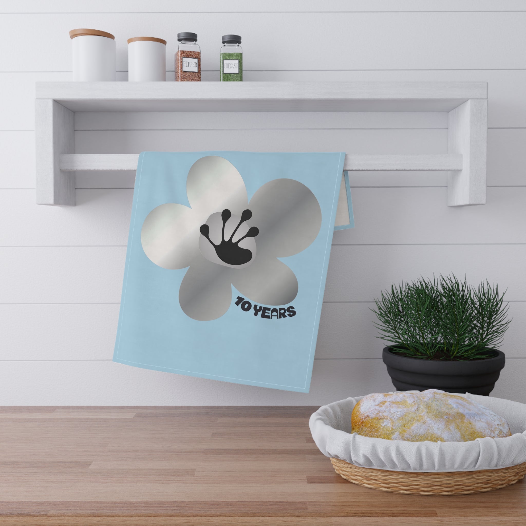 10 Year Milestone Light Blue Tea Towel